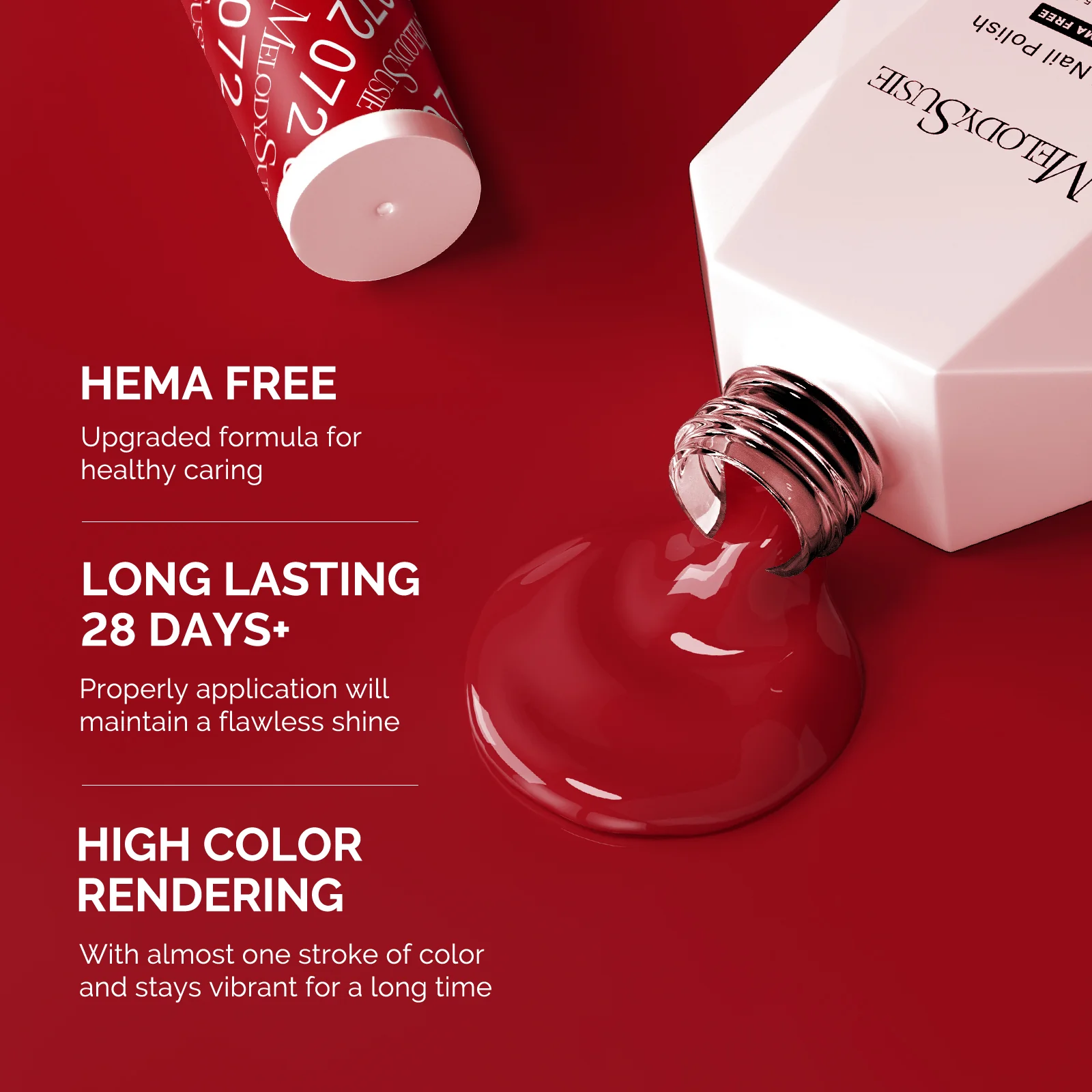 072 Red - HEMA-Free Gel Nail Polish 0.5 fl oz/15ml - Image 3
