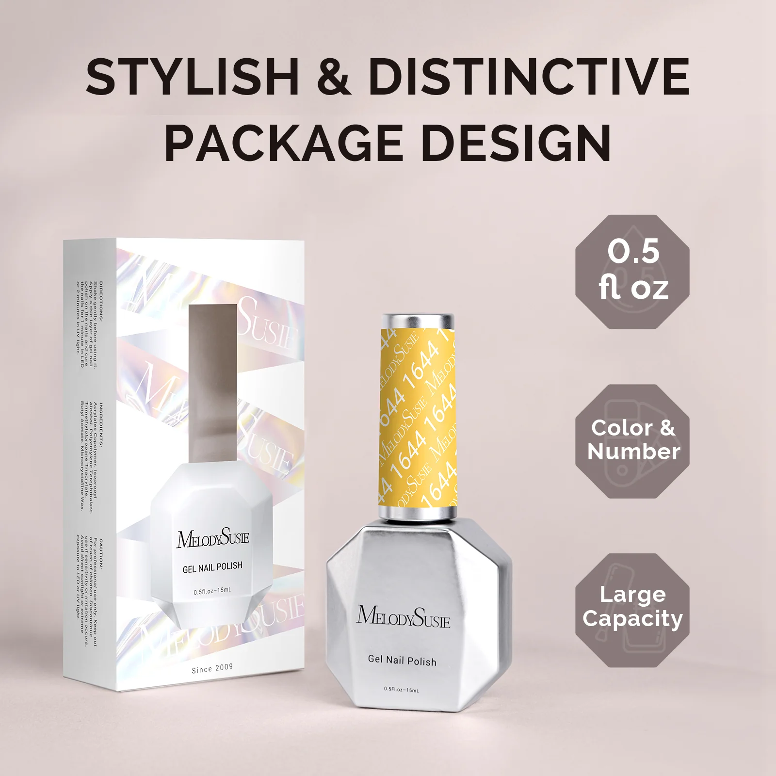 1644 Autumn Leaf Yellow - TPO-Free Faster UV Curing Gel Nail Polish(15ml) - Image 6