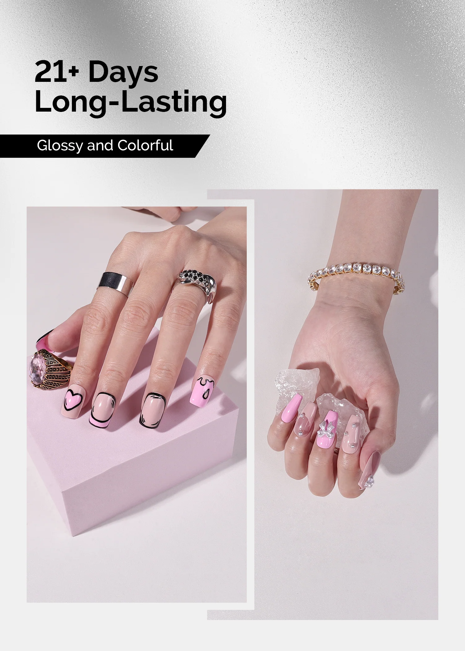 2 Pack 15ml TPO-Free Thick Gel Nail Polish (093 Cinnamon Cloud and 012 Pretty Pink) - Image 3