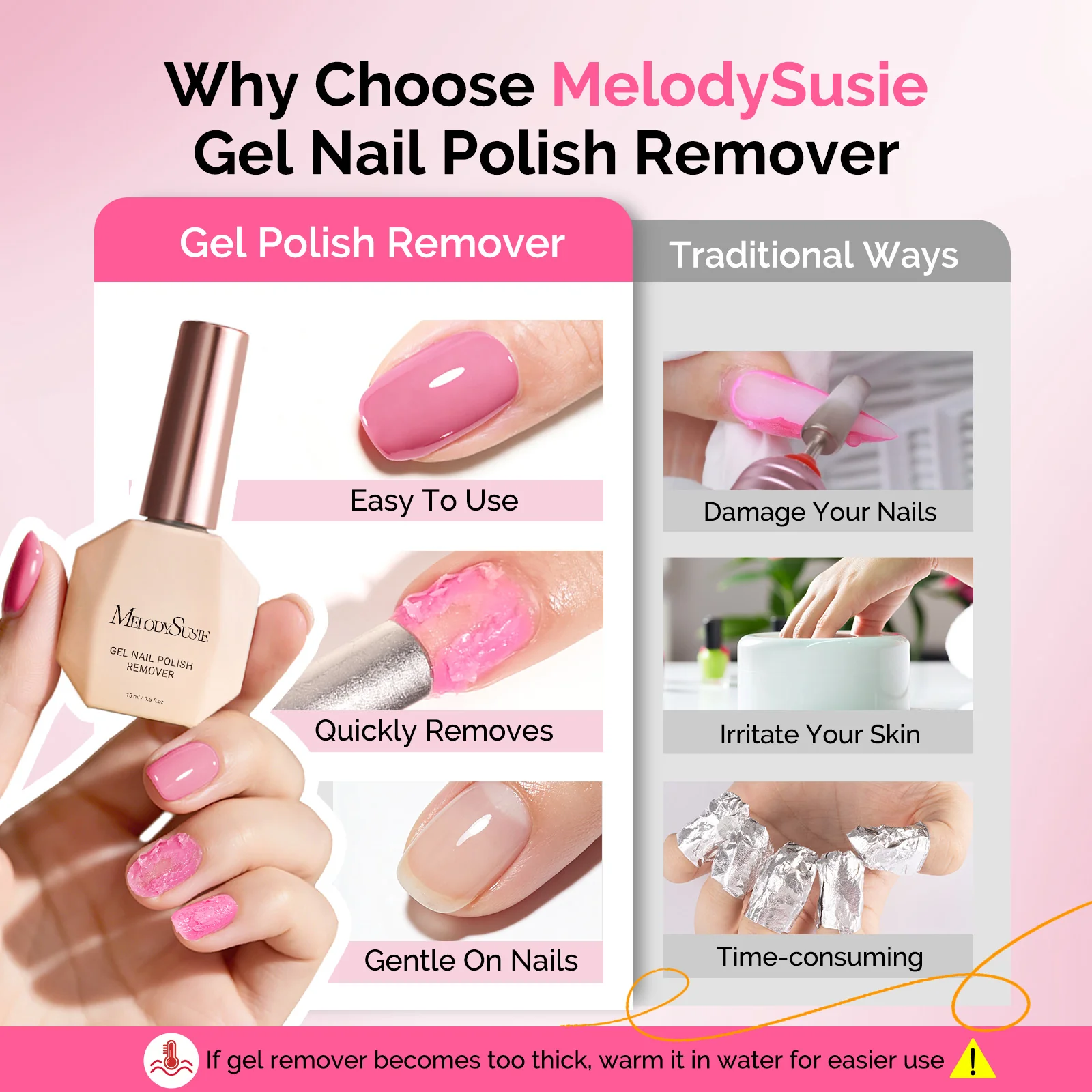 2Pcs Gel Nail Polish Remover with Cuticle Oil & Cuticle Pusher Tool - Image 5