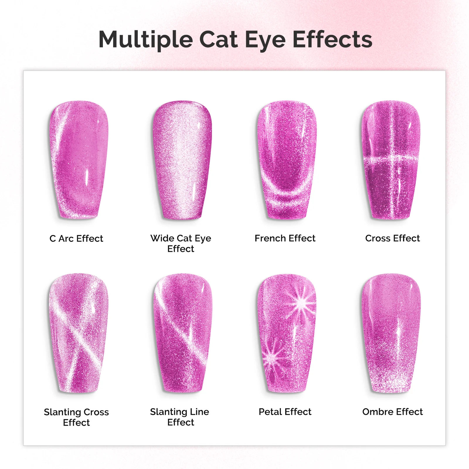 5 in 1 Multifunctional Cat Eye Gel Nail Polish Magnet - Pink - Image 3