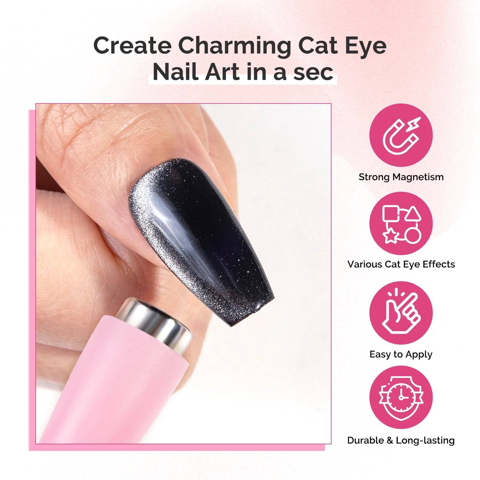 5 in 1 Multifunctional Cat Eye Gel Nail Polish Magnet - Pink - Image 4