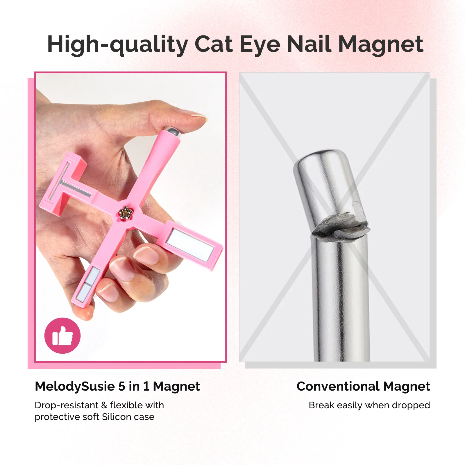 5 in 1 Multifunctional Cat Eye Gel Nail Polish Magnet - Pink - Image 5