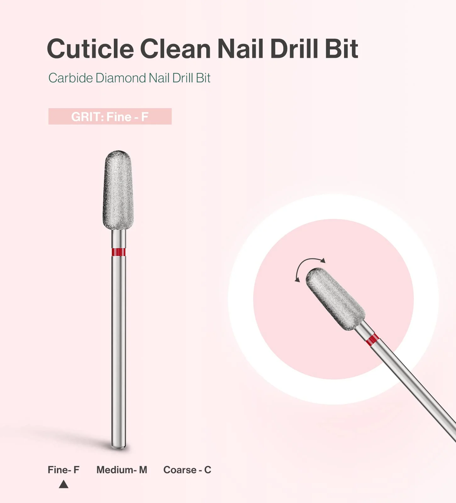 5mm Round Tapered Carbide Diamond Under Nail Cleaner Nail Drill Bit - Image 2