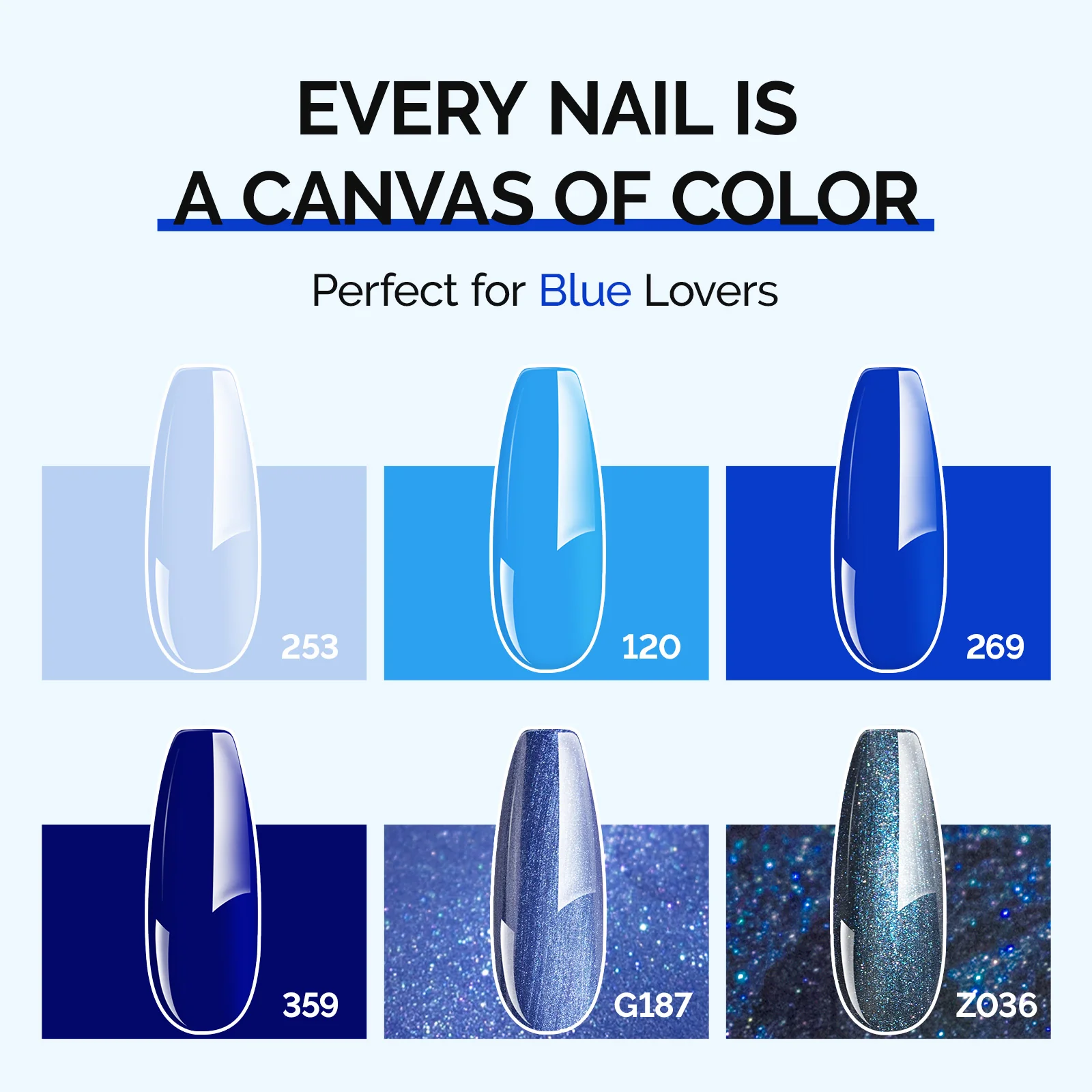 6 Colors TPO-Free Thick Gel Nail Polish Set 15ml - Blue - Image 3