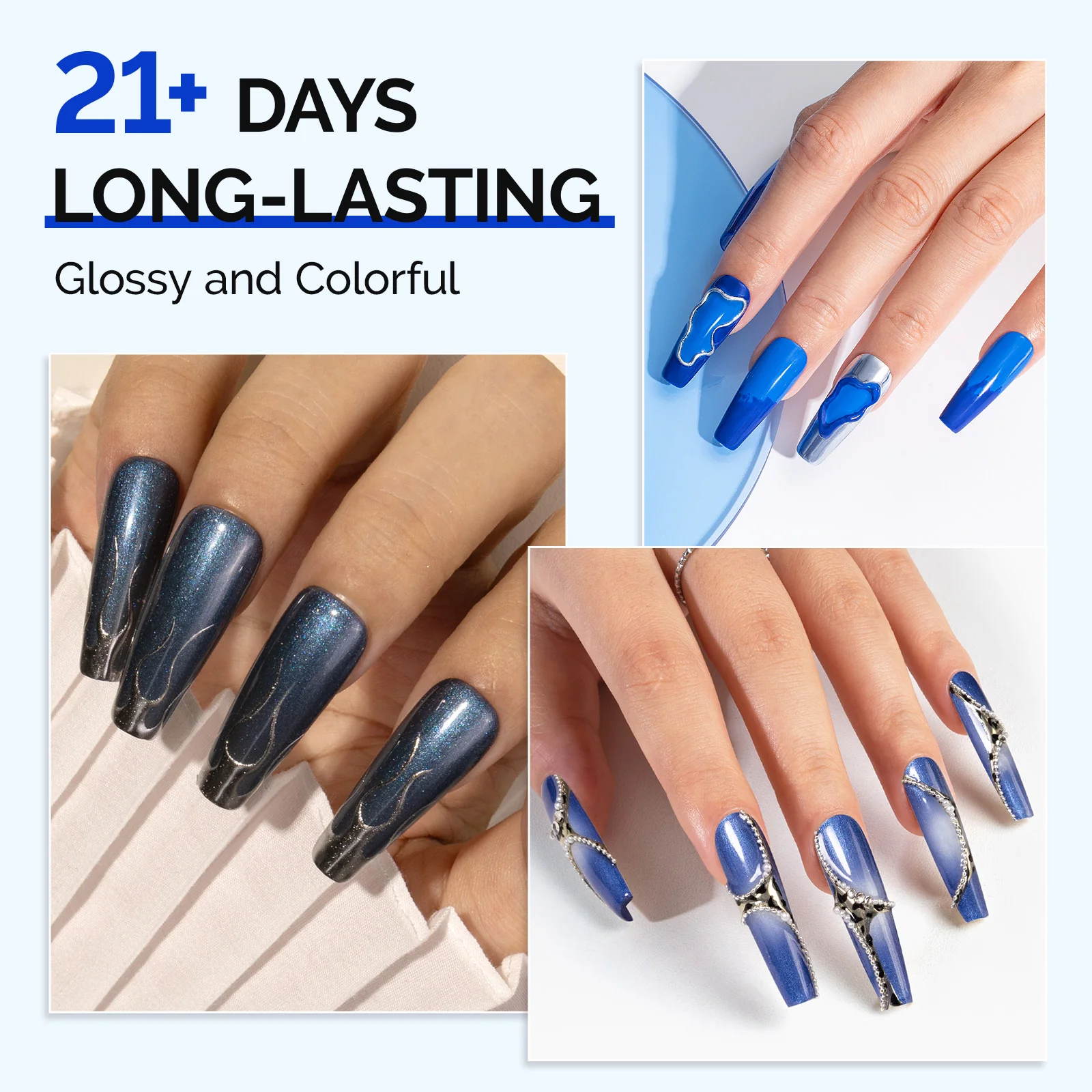 6 Colors TPO-Free Thick Gel Nail Polish Set 15ml - Blue - Image 4