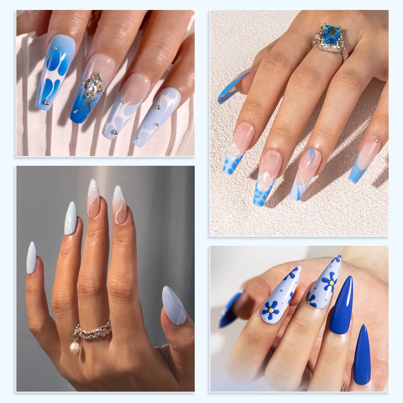 6 Colors TPO-Free Thick Gel Nail Polish Set 15ml - Blue - Image 5