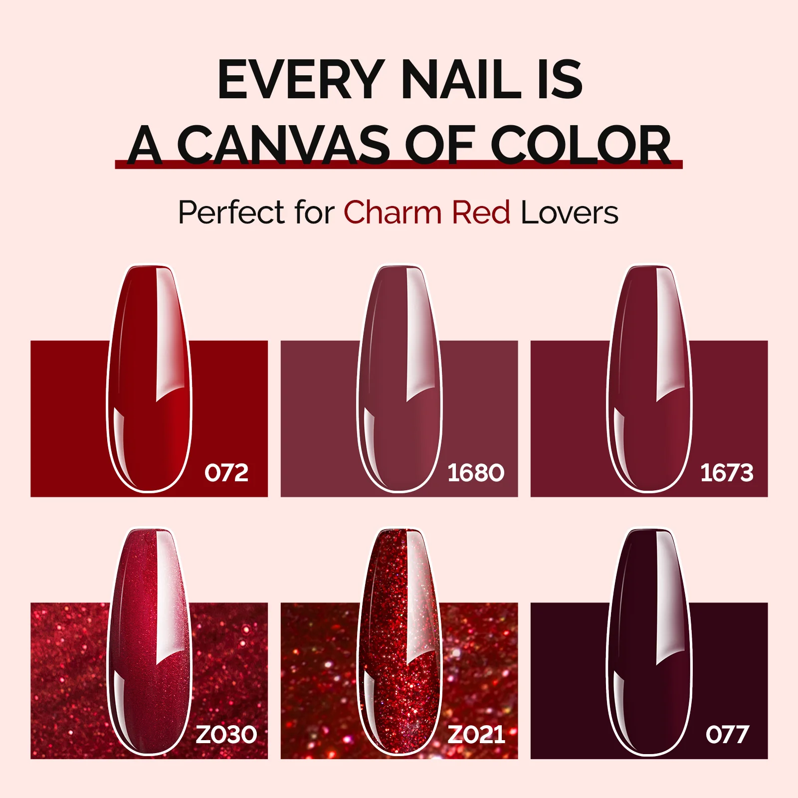 6 Colors TPO-Free Thick Gel Nail Polish Set 15ml -Charm Red - Image 3