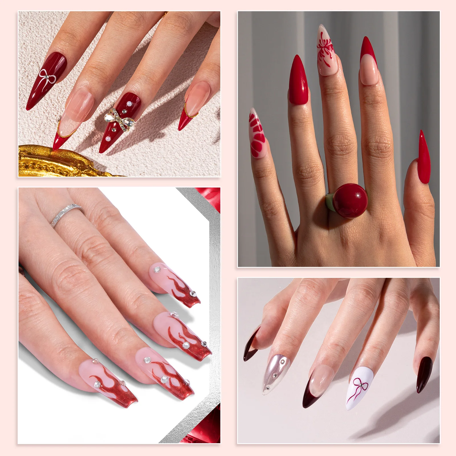 6 Colors TPO-Free Thick Gel Nail Polish Set 15ml -Charm Red - Image 5