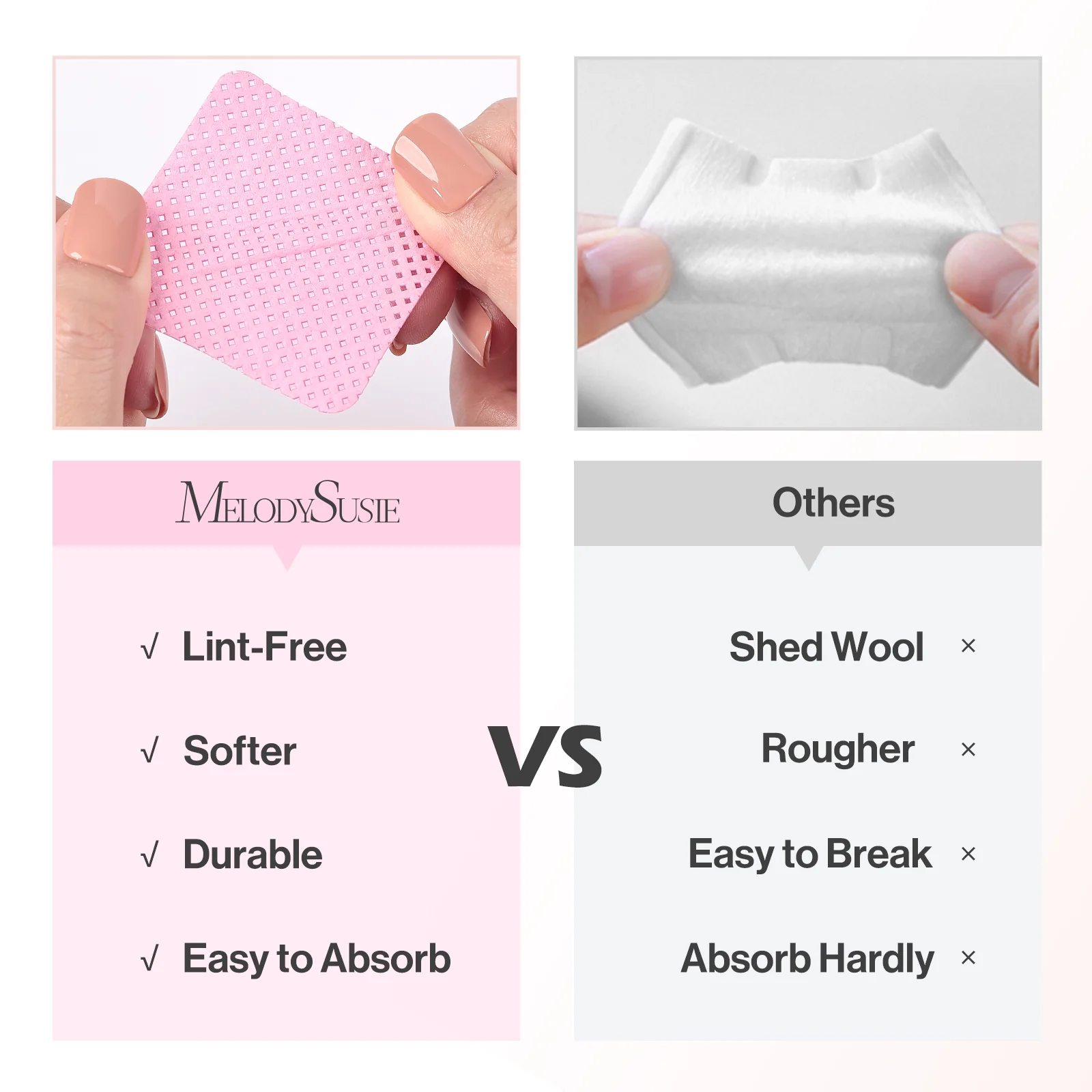 900 Pcs Lint Free Nail Wipes - Pink - Image 3