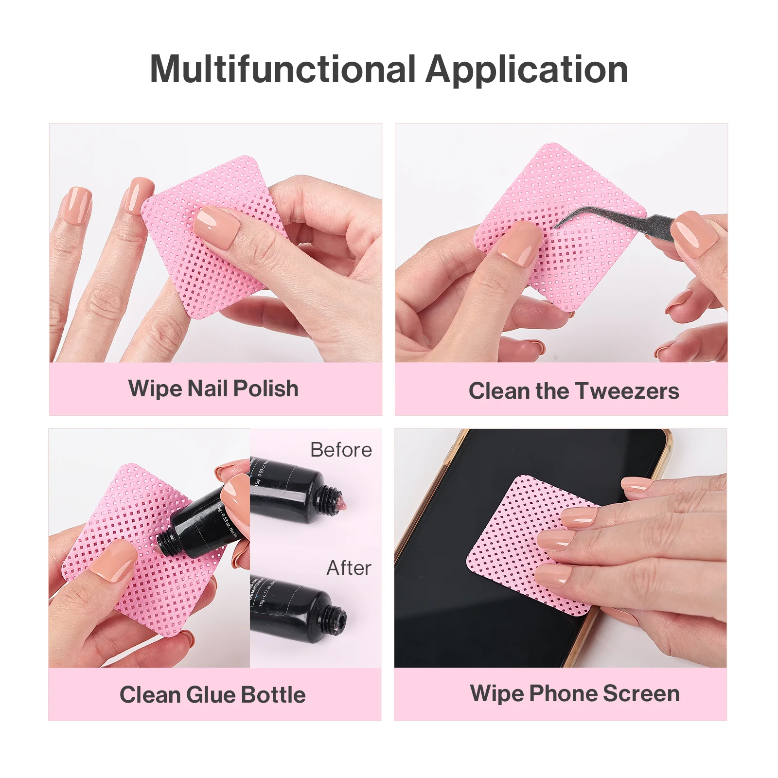900 Pcs Lint Free Nail Wipes - Pink - Image 6
