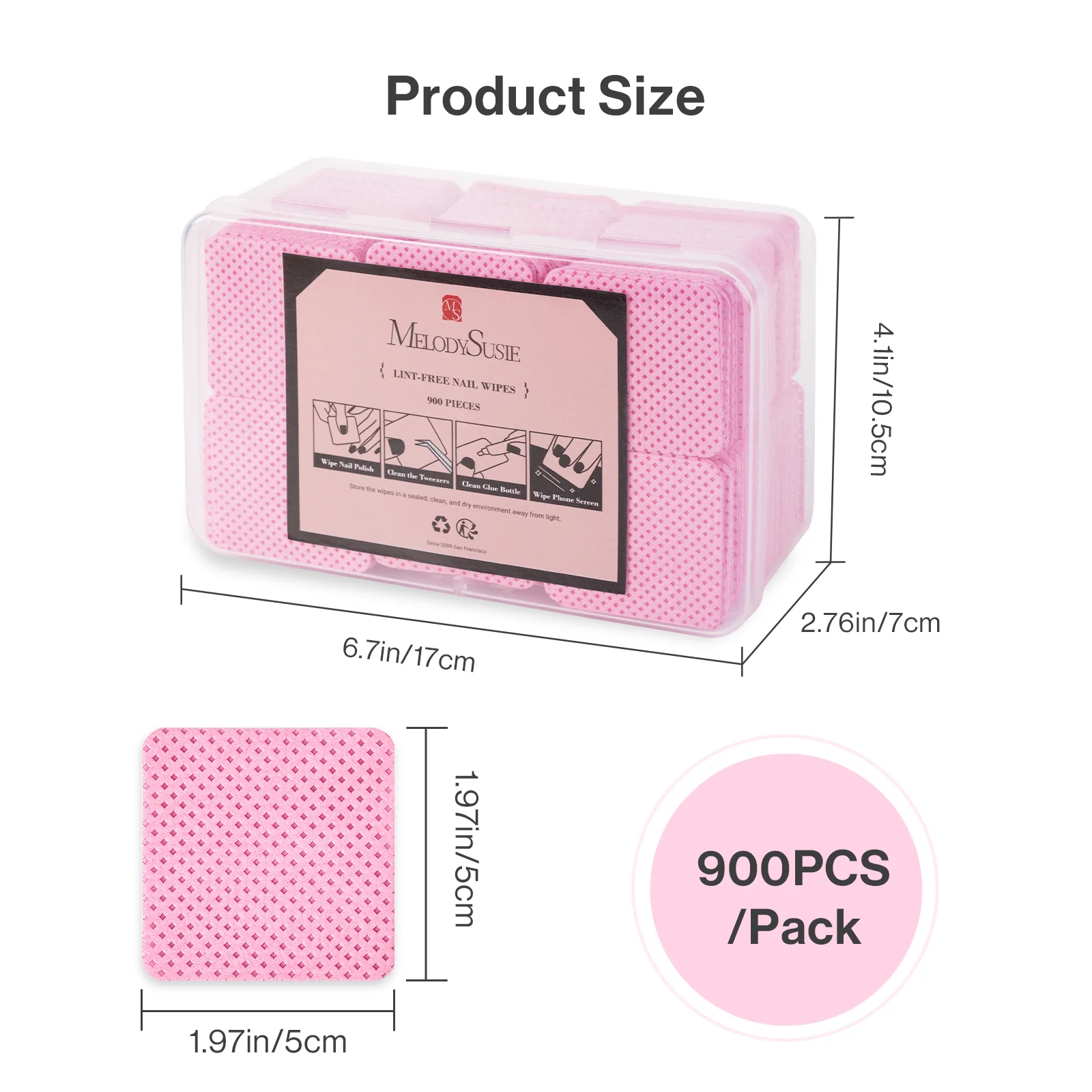 900 Pcs Lint Free Nail Wipes - Pink - Image 7