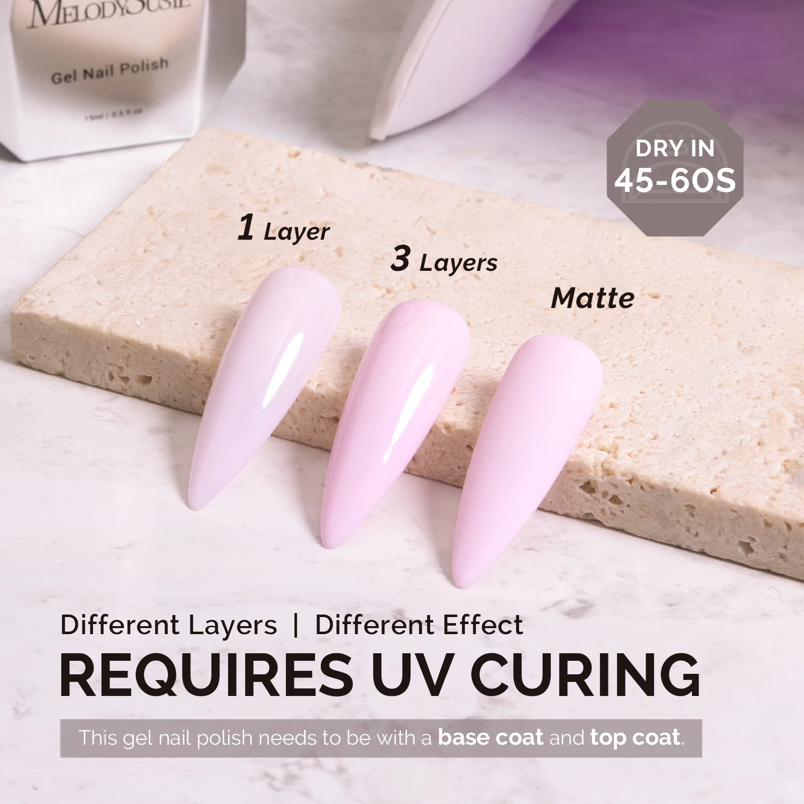 A2601 Creamy Pink - TPO-Free Faster UV Curing Gel Nail Polish(15ml) - Image 3