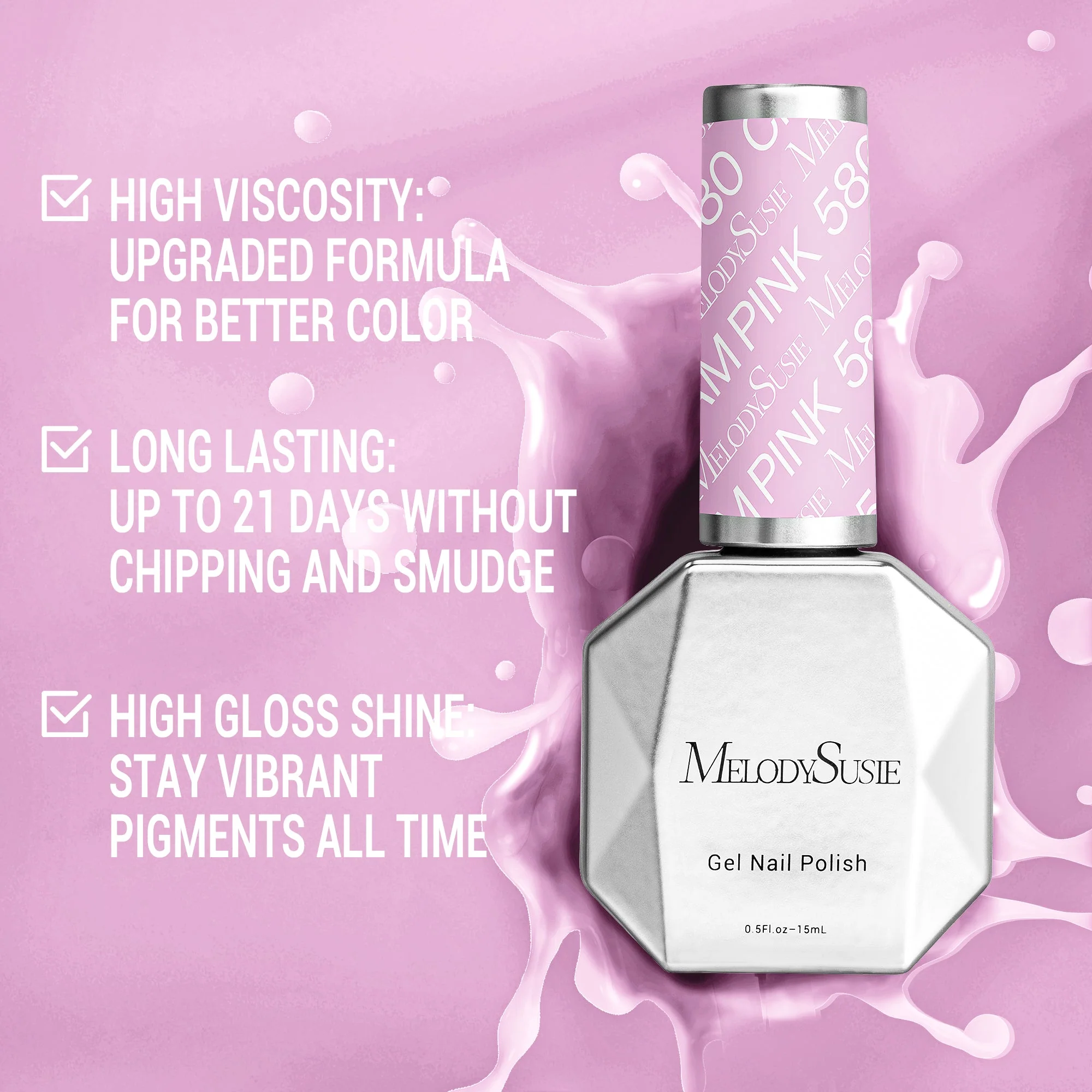 580 Cream Pink - TPO-Free Thick Nail Gel Polish(15ml) - Image 3