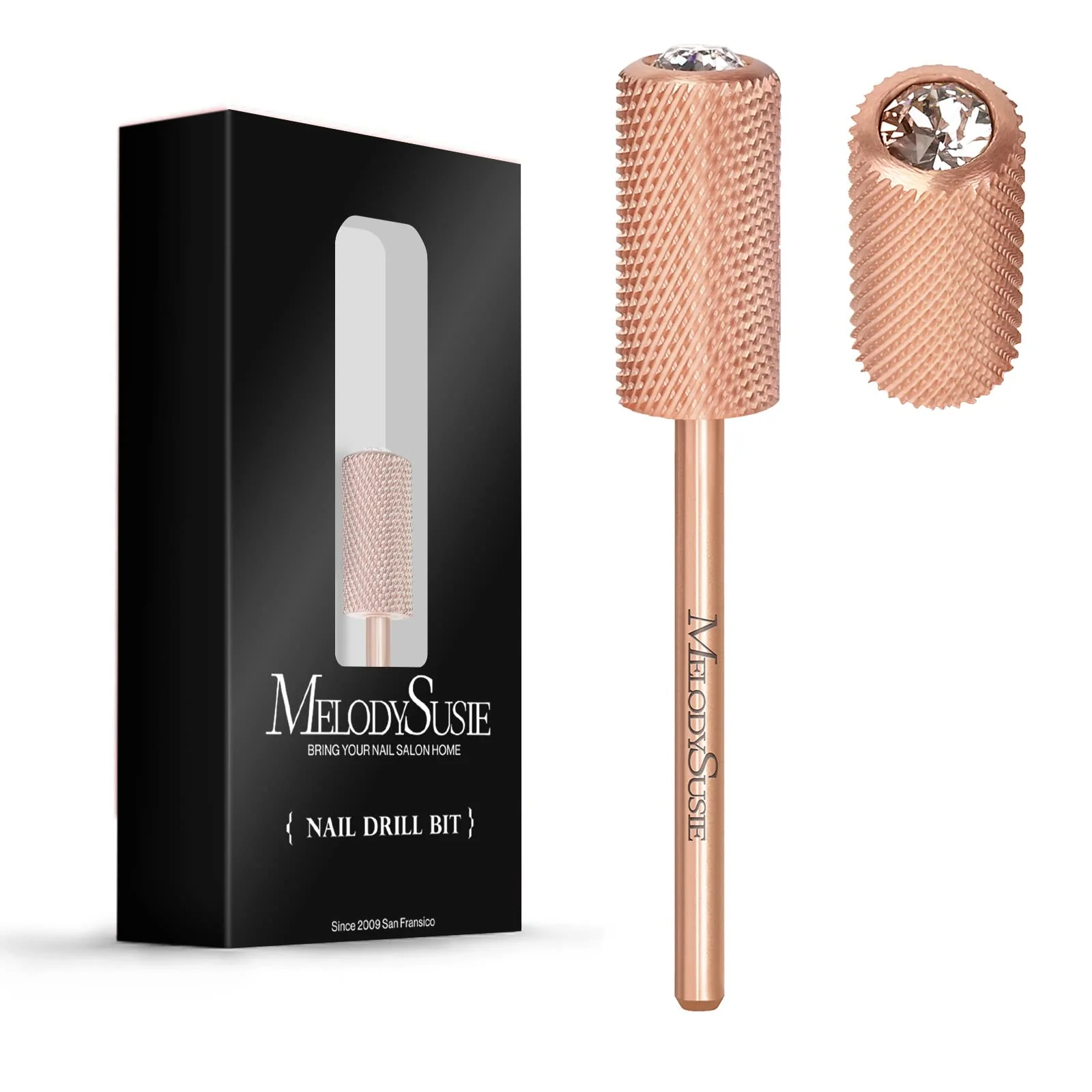 Crystal Top Large Barrel Carbide Nail Drill Bit (Rose-Gold) - Image 10