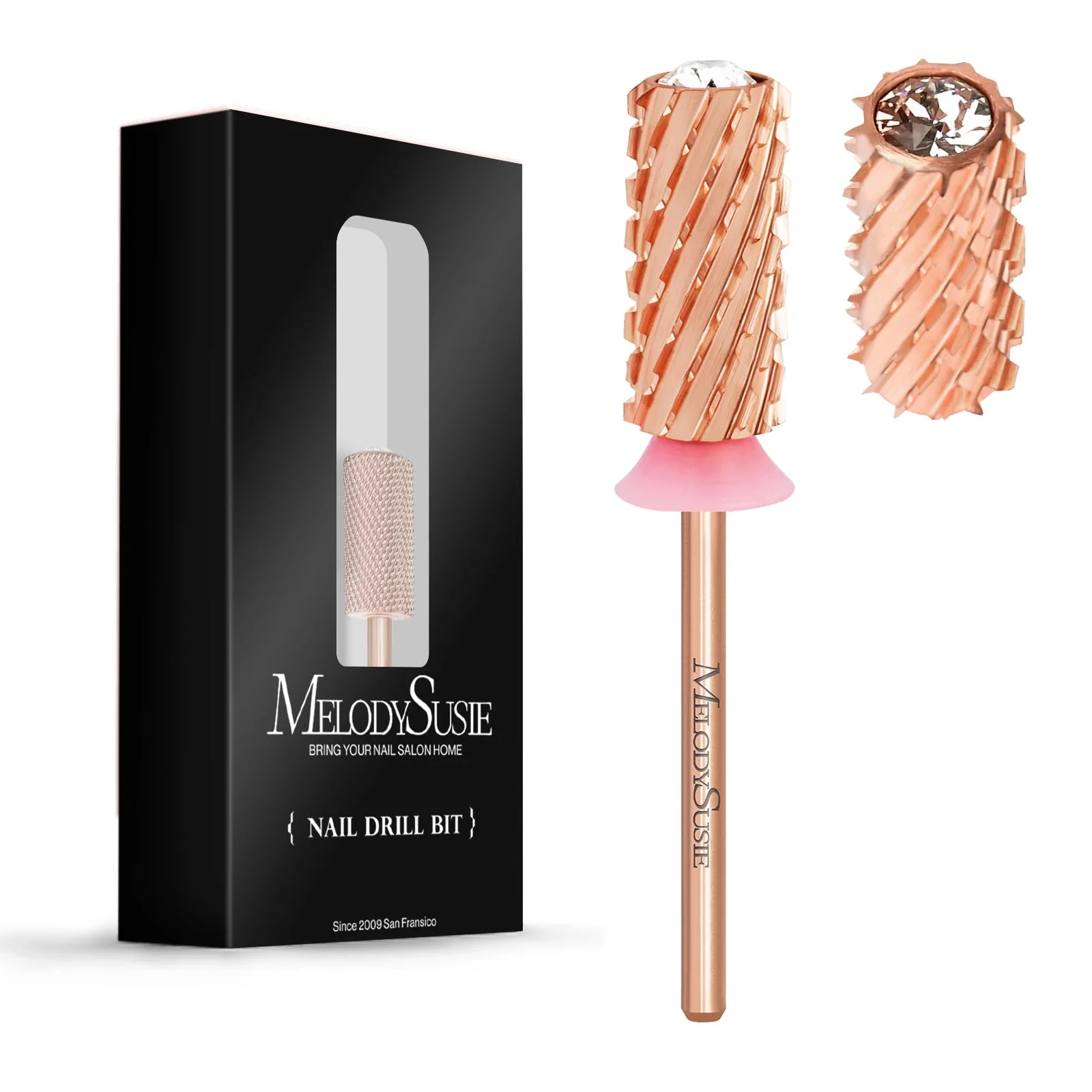 Crystal Top Large Barrel Carbide Nail Drill Bit (Rose-Gold) - Image 11