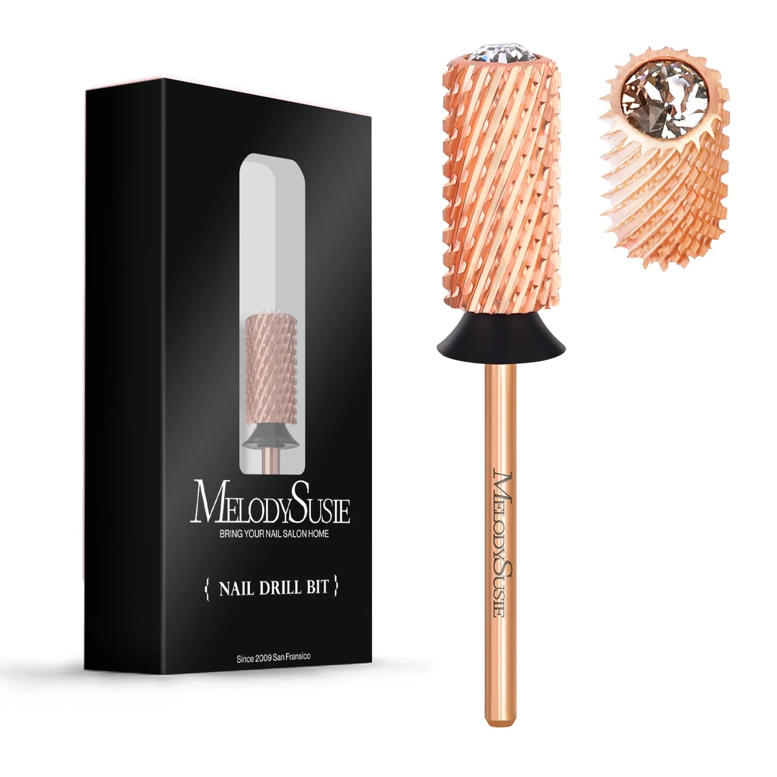 Crystal Top Large Barrel Carbide Nail Drill Bit (Rose-Gold) - Image 13