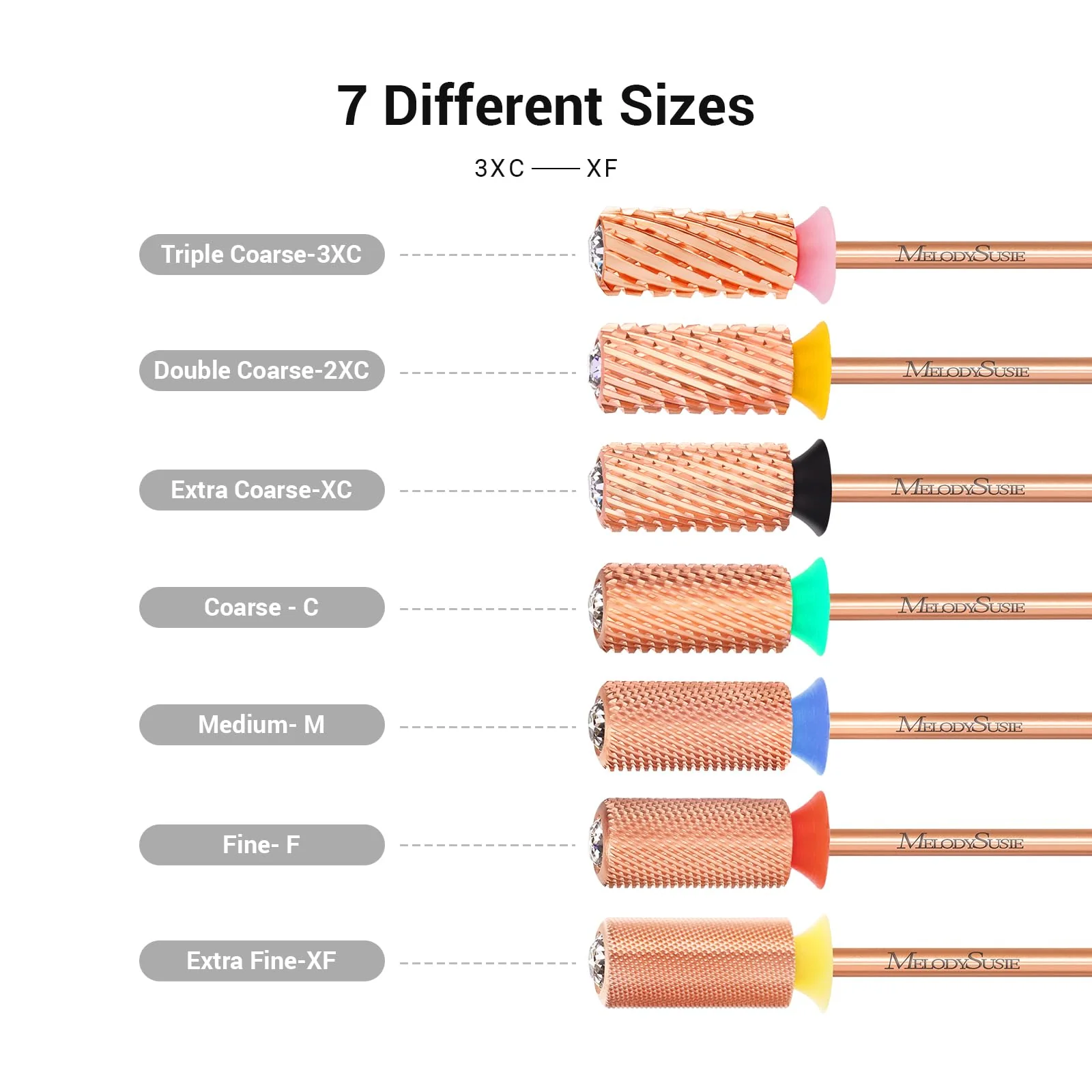 Crystal Top Large Barrel Carbide Nail Drill Bit (Rose-Gold) - Image 3