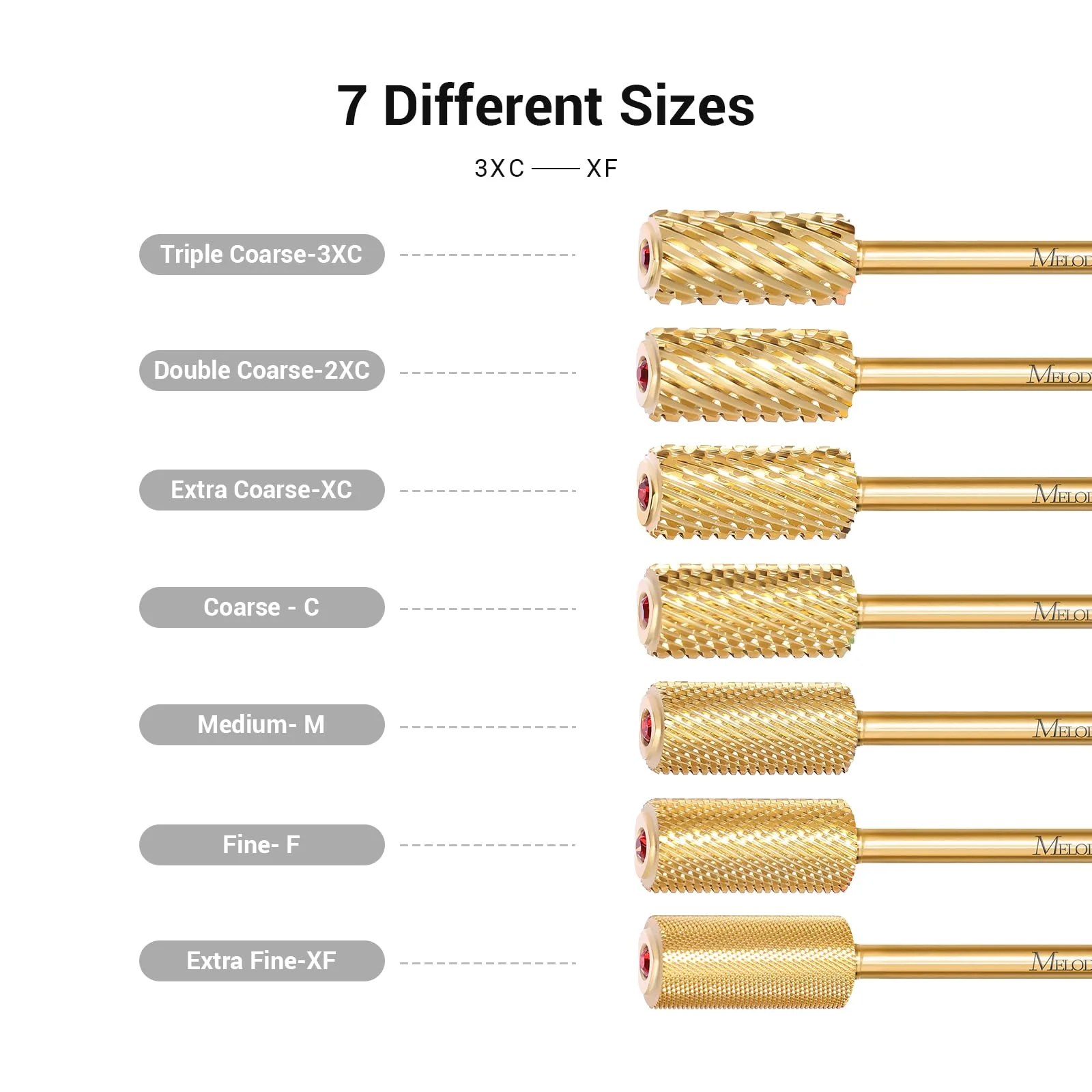Crystal Top Red Heart Shape Large Barrel Carbide Nail Drill Bit (Gold) - Image 3