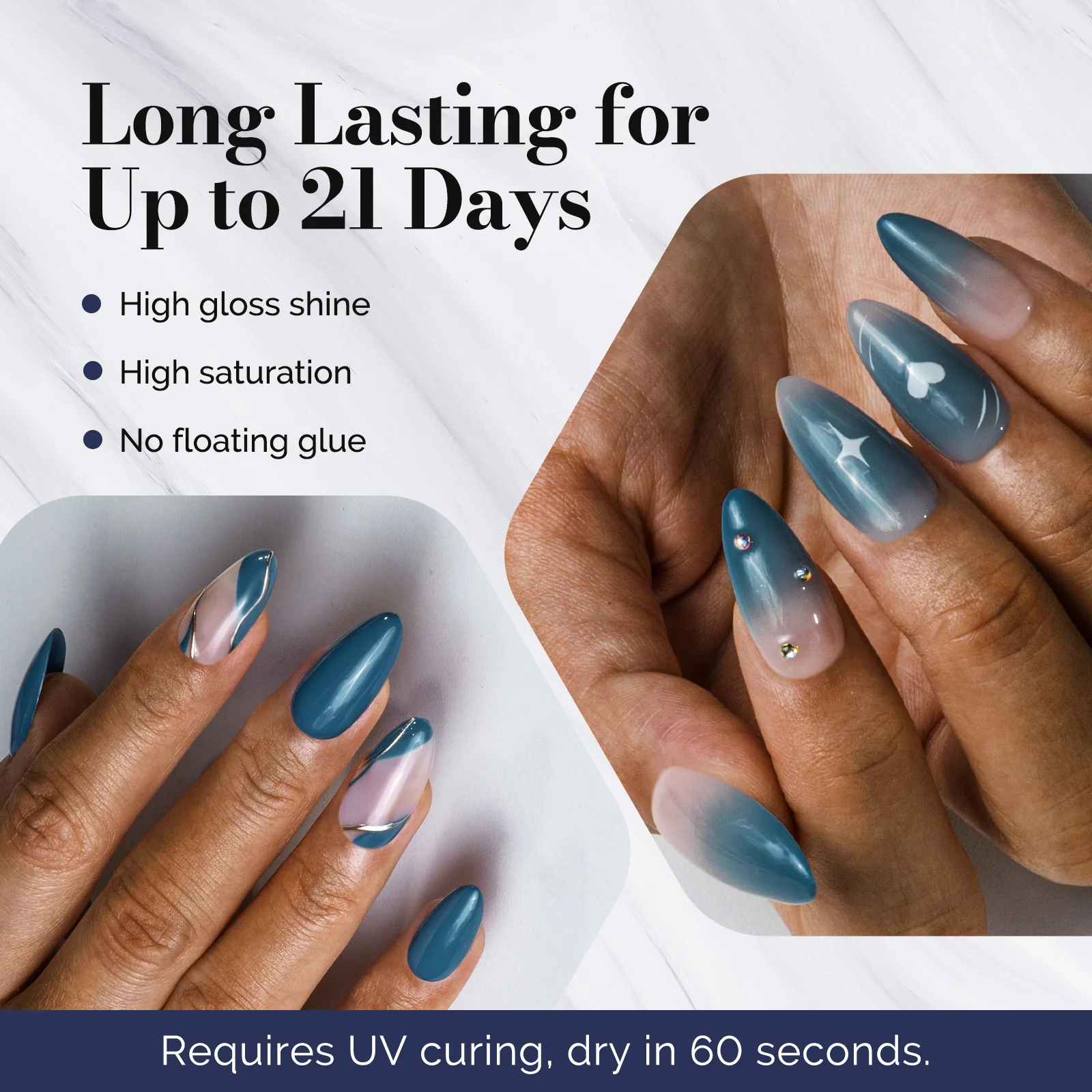 Fleurwee HEMA-Free & HPMA-Free & TPO-Free Gel Nail Polish Plant-based 0.5 fl oz/15ml - P16 Dark Indigo - Image 3