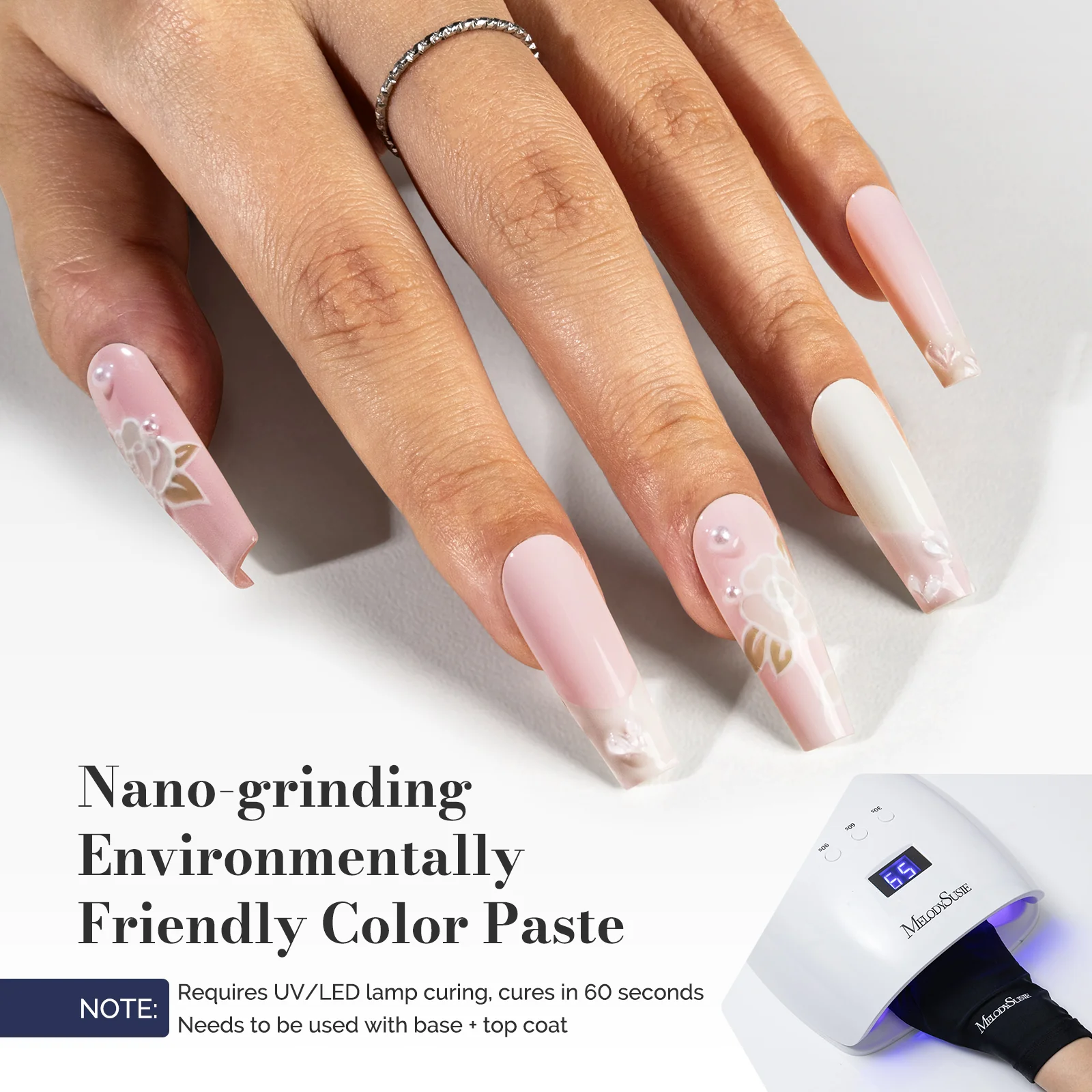 Fleurwee HEMA-Free & HPMA-Free & TPO-Free Gel Polish 2Pcs Light Pink&White-P04+P13 - Image 3