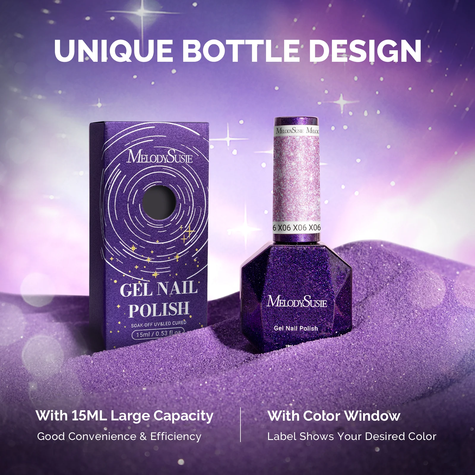 Galaliver Glitter Gel Nail Polish 15ml - X06 Free Purple - Image 6