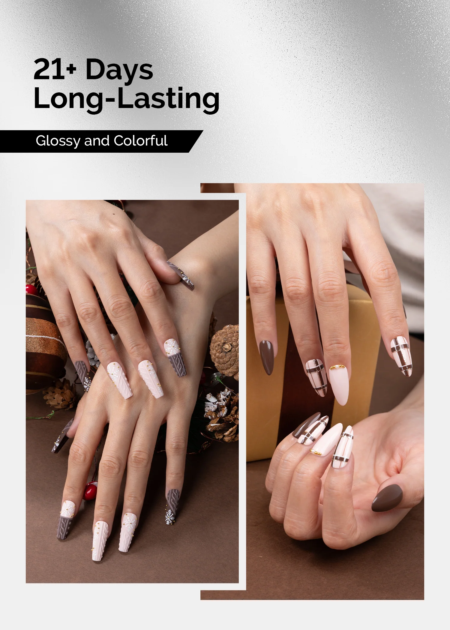 TPO-Free Thick Gel Nail Polish Nude Pink and Brown 2 Pack 15ml - Image 3