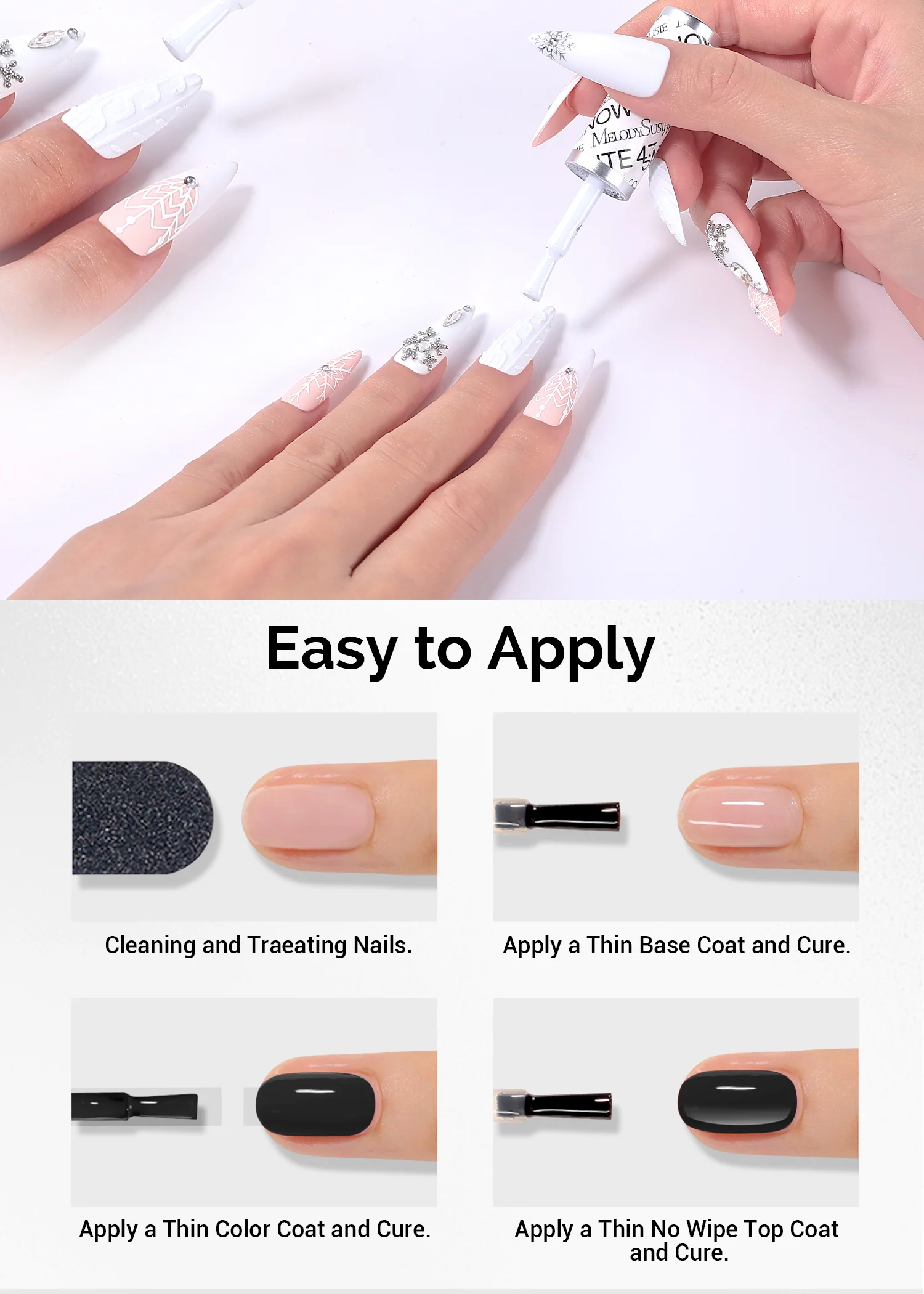 TPO-Free Thick Gel Nail Polish Nude Pink and White 2 Pack 15ml - Image 6