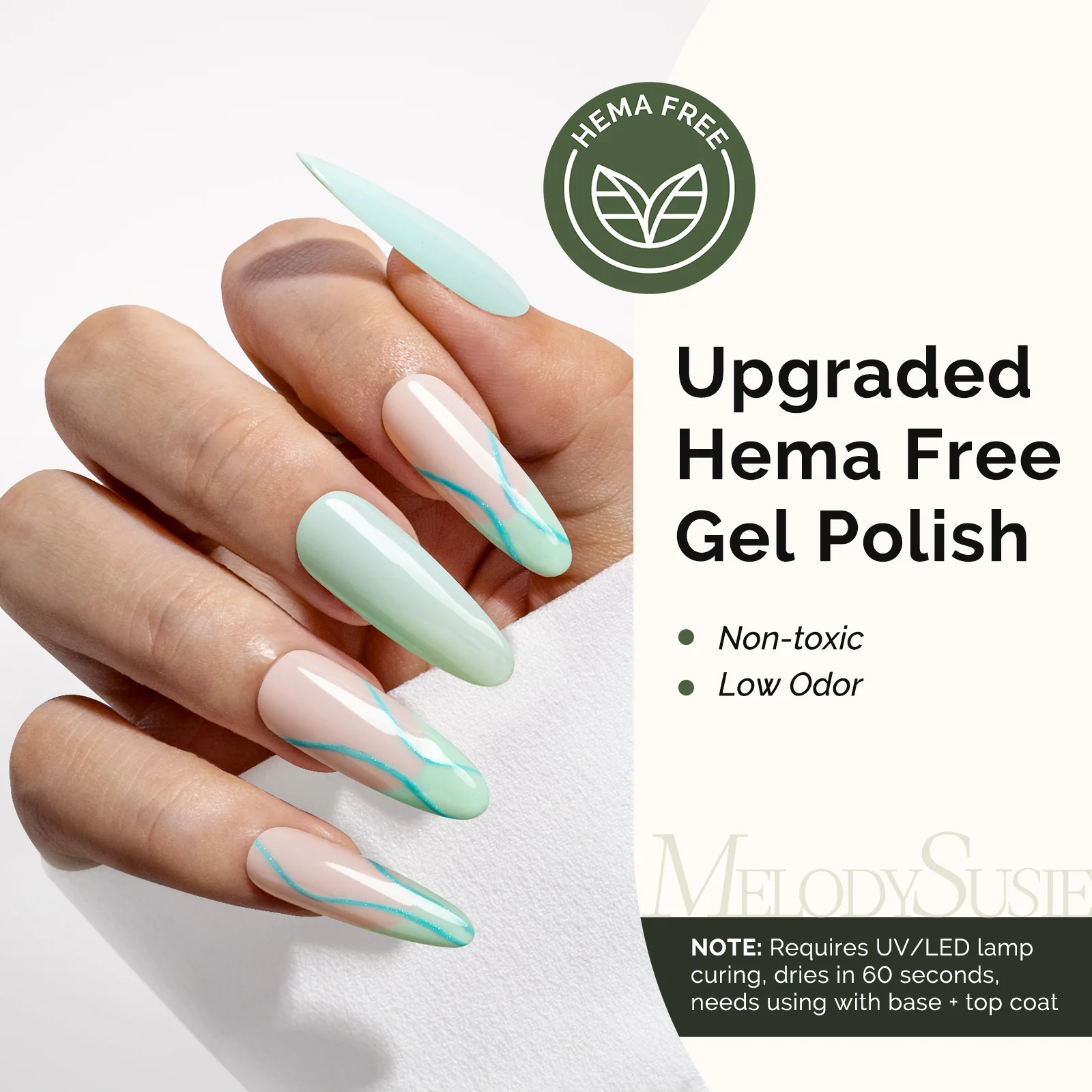 HEMA-Free Gel Nail Polish 0.5 fl oz/15ml - K0840 Thick Light Mint Green - Image 2