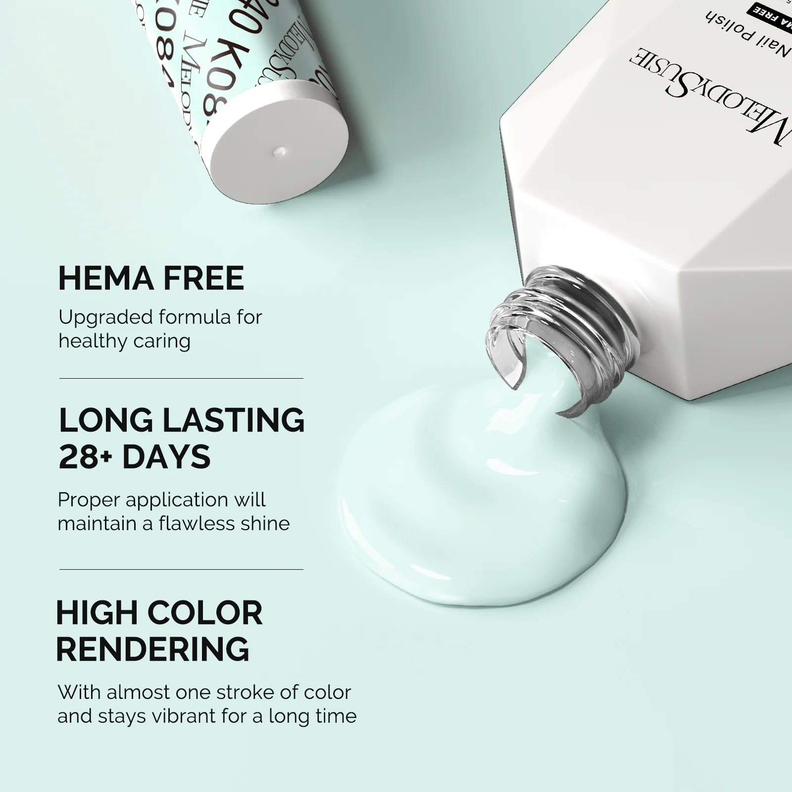 HEMA-Free Gel Nail Polish 0.5 fl oz/15ml - K0840 Thick Light Mint Green - Image 3