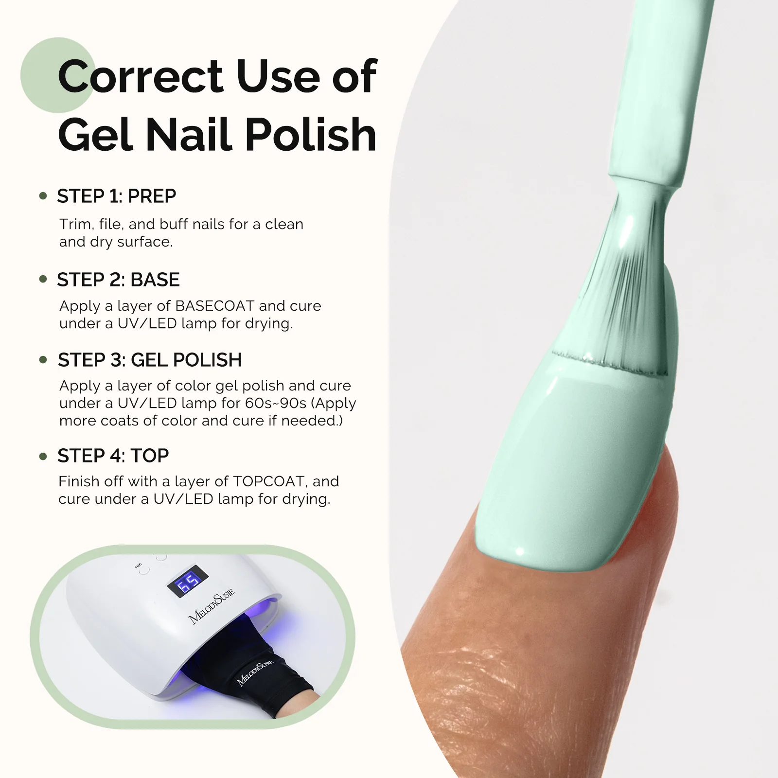 HEMA-Free Gel Nail Polish 0.5 fl oz/15ml - K0840 Thick Light Mint Green - Image 5