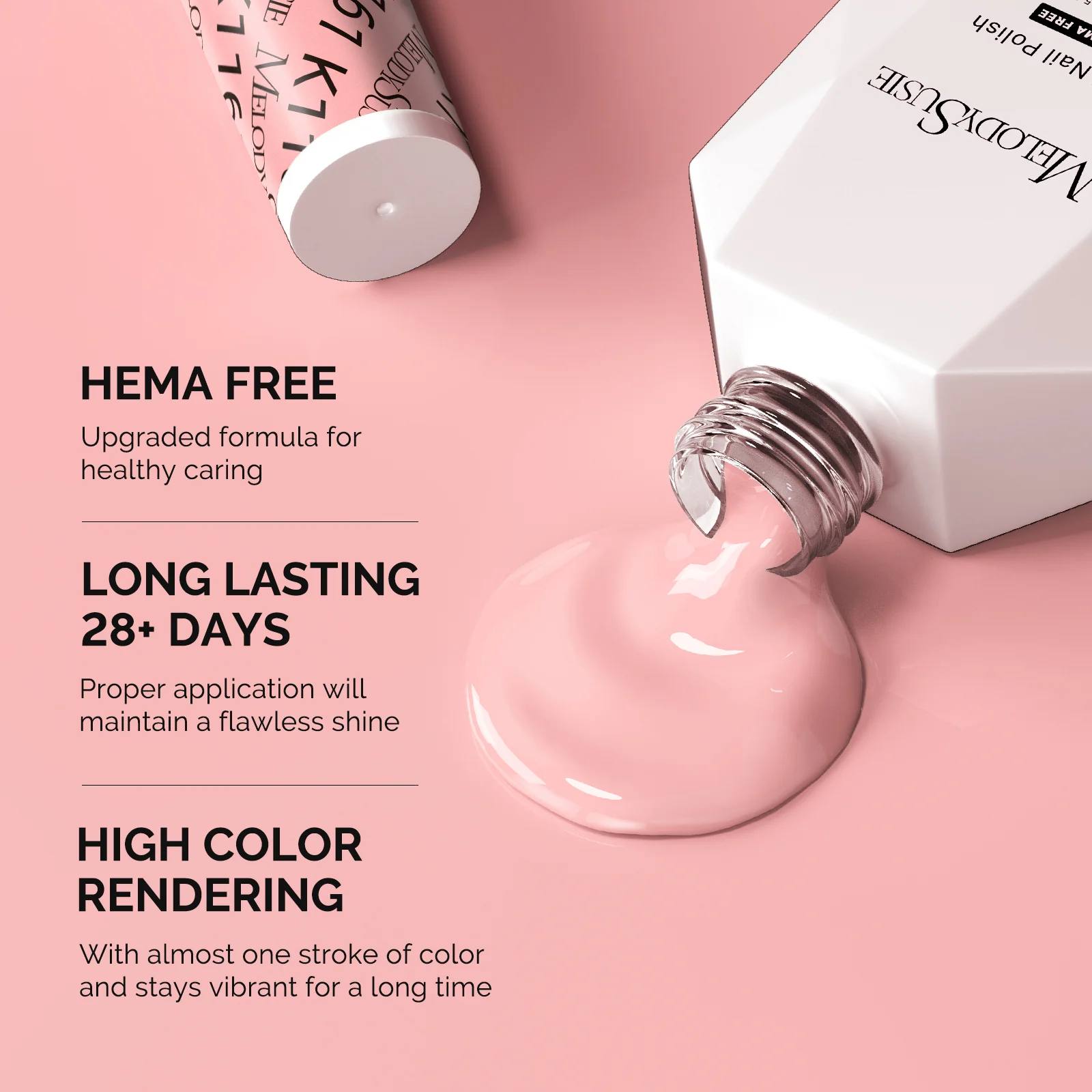HEMA-Free Gel Nail Polish 0.5 fl oz/15ml - K1161 Thick Bright Nude Pink - Image 3