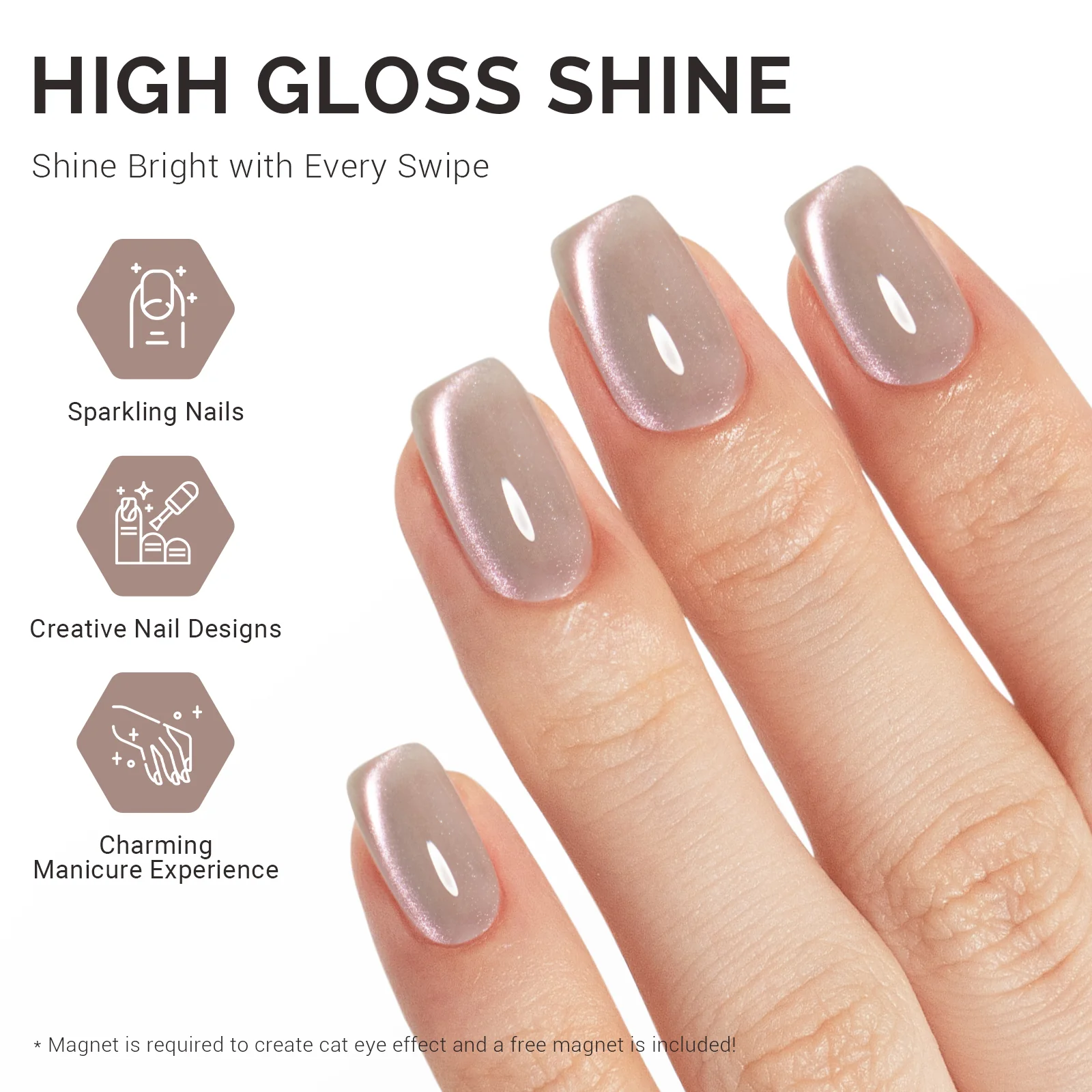 Jeweliver Cat Eye Gel Nail Polish 0.5 fl oz/15ml - Nude Glitter B5404 - Image 4