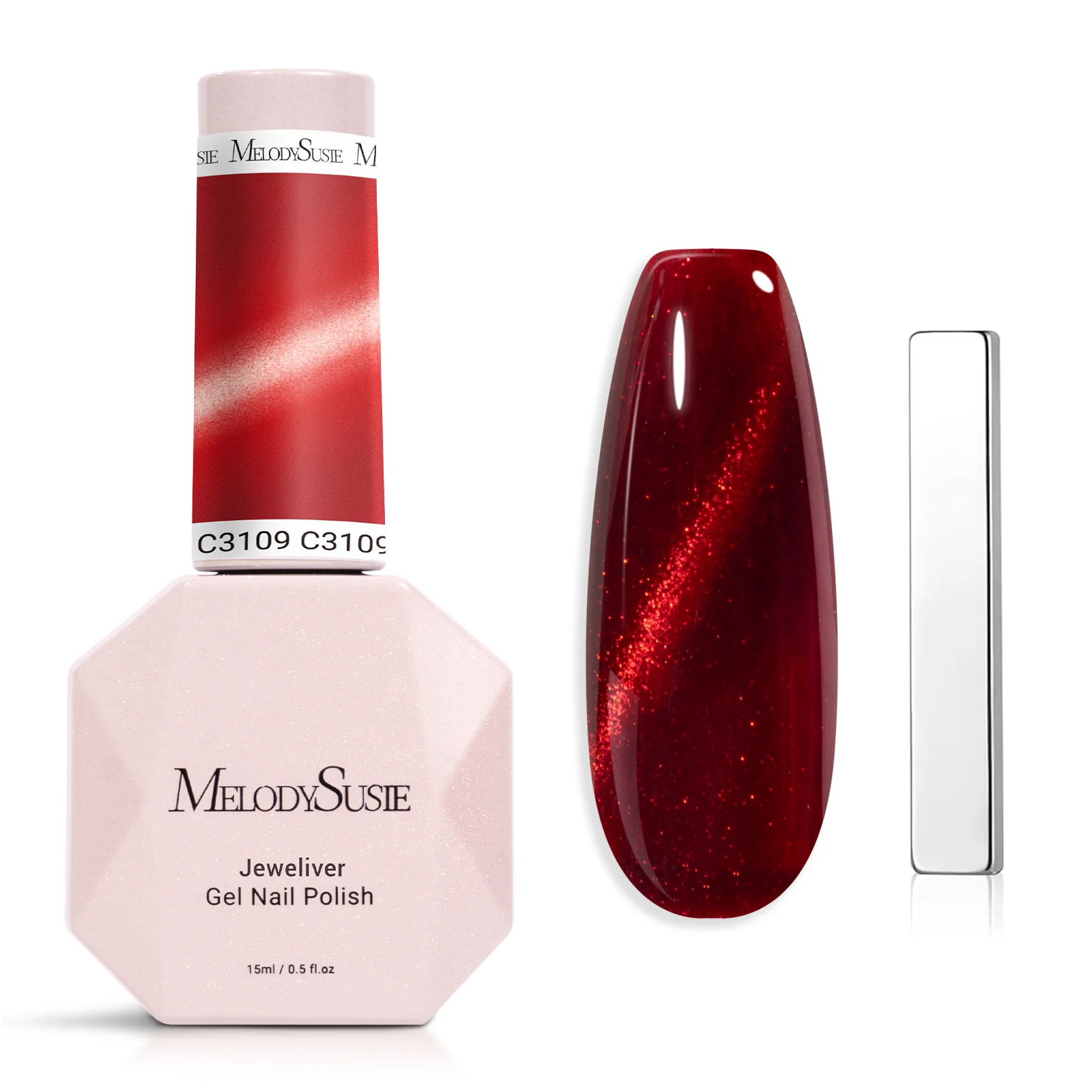 Jeweliver Cat Eye Gel Nail Polish 0.5 fl oz/15ml - Blood Red C3109