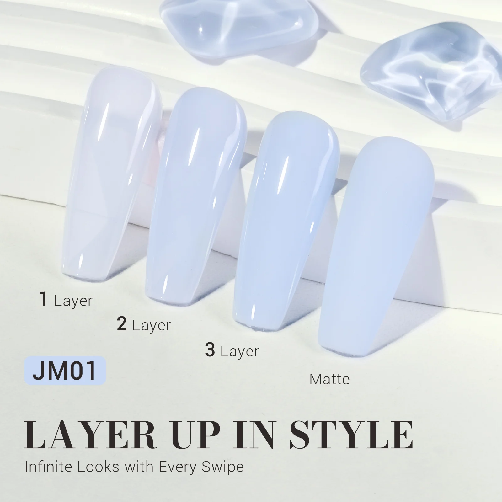 Jeweliver Jelly TPO-Free Gel Nail Polish 0.5 fl oz/15ml - Light Blue JM01 - Image 2
