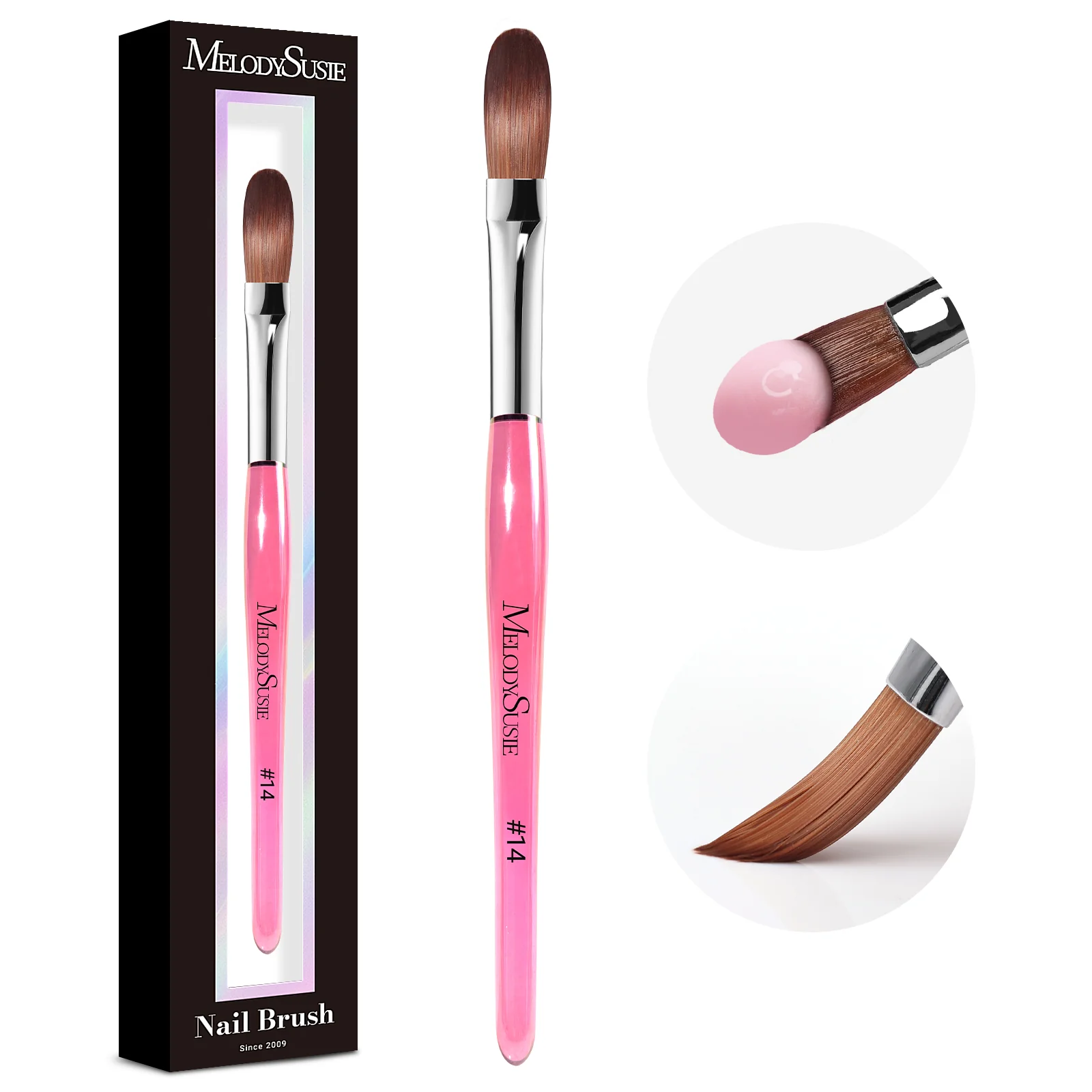 Kolinsky Acrylic Nail Brush Carving Pink #14