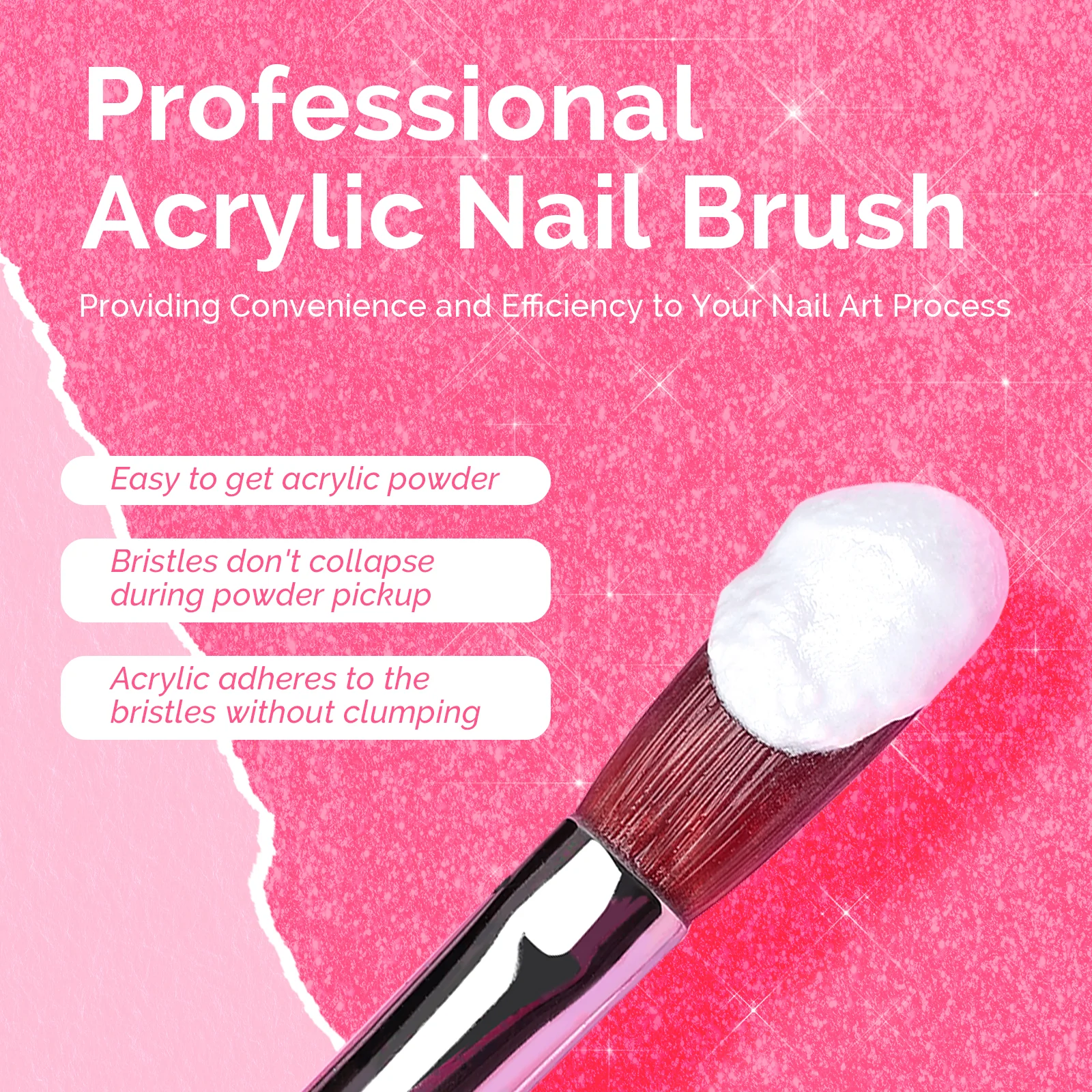 Kolinsky Acrylic Nail Brush Carving Pink #14 - Image 3