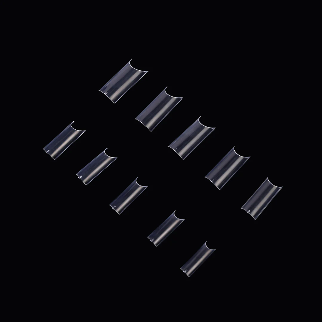 Long Square Nail Tips – Clear Half Cover - Image 3