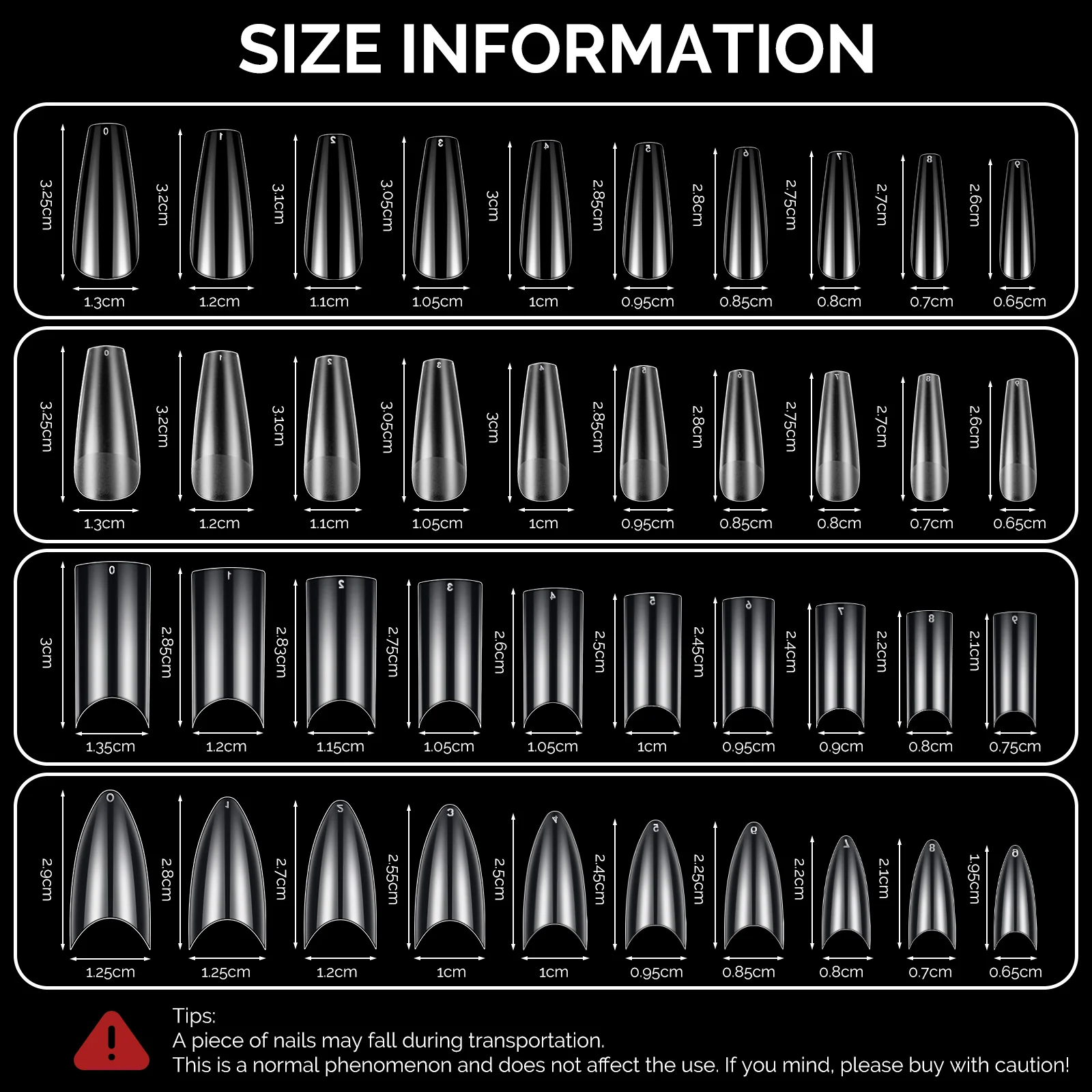 Long Square Nail Tips – Clear Half Cover - Image 6