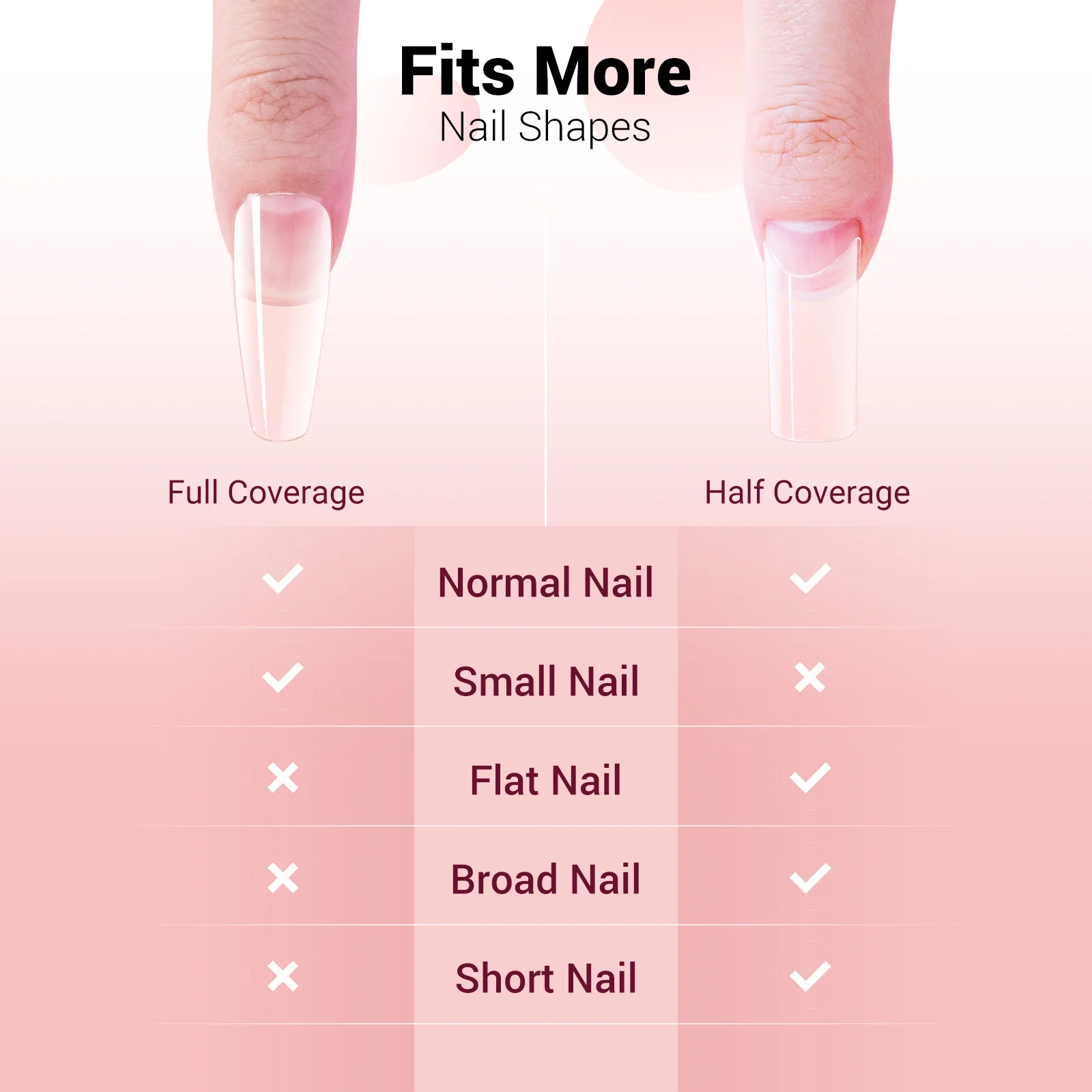 Long Square Nail Tips – Clear Half Cover - Image 8