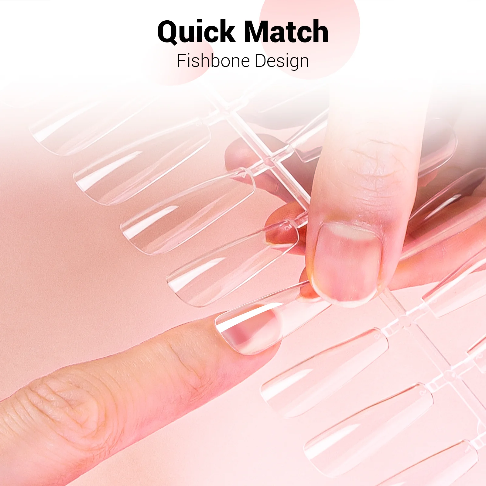 Long Square Nail Tips – Clear Half Cover - Image 9