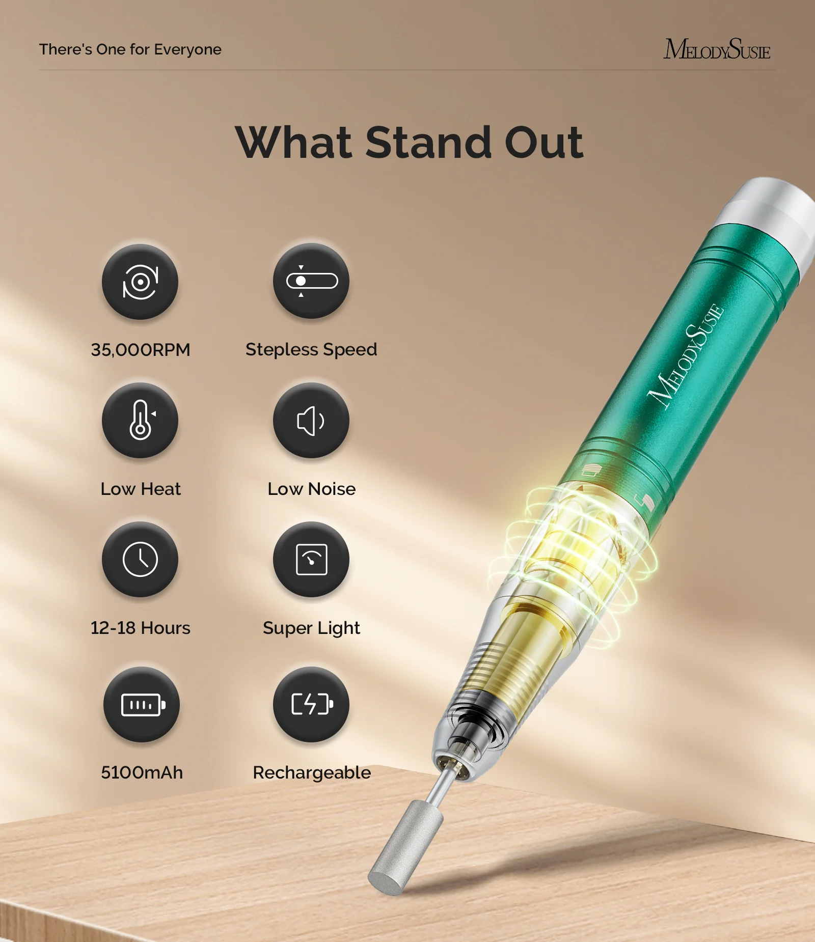 Jade Plus(MB450C) Rechargeable Nail Drill 35,000RPM - Image 5