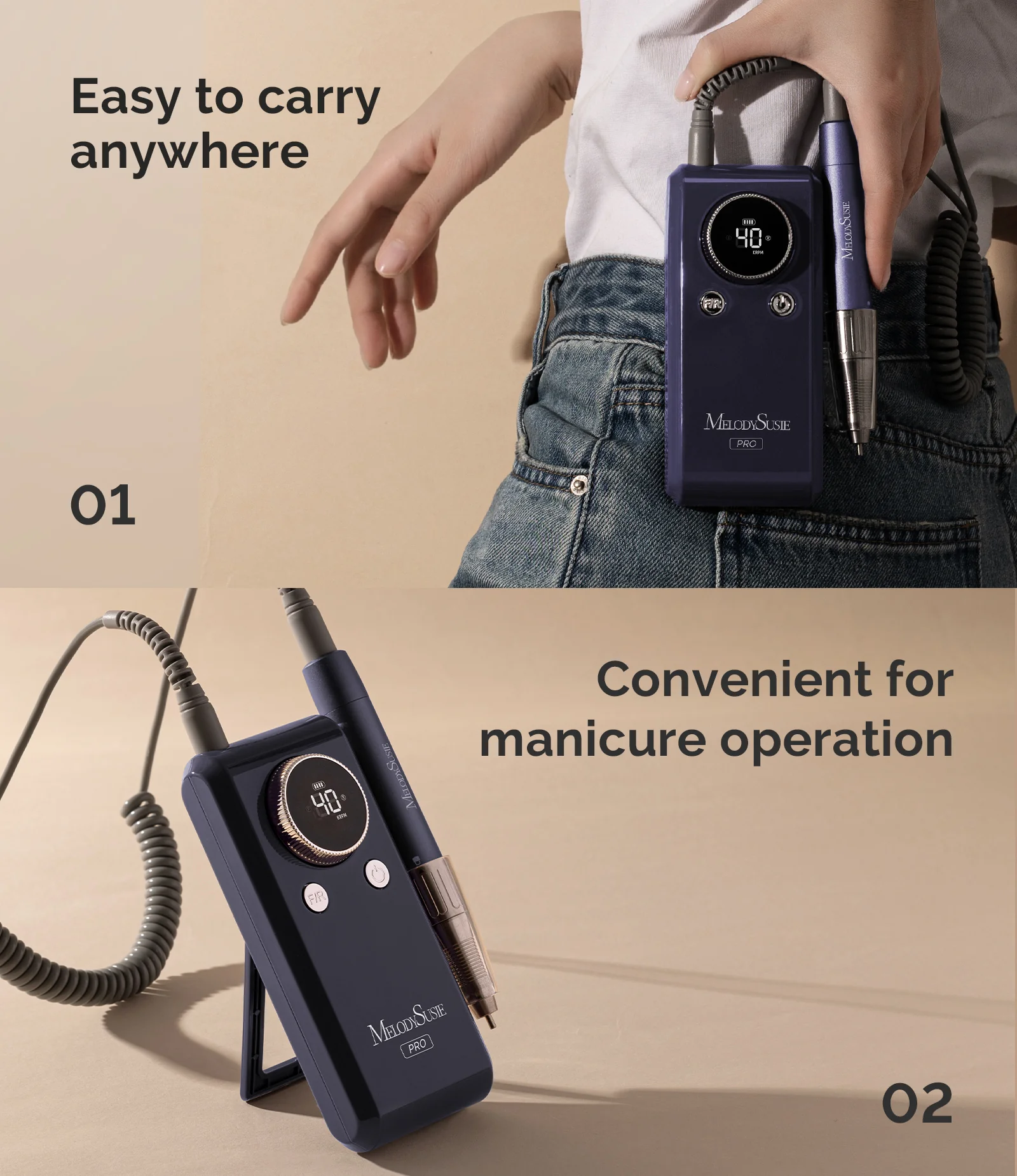 MB420G Rechargeable 40000RPM Nail Drill Gift Box - Image 10