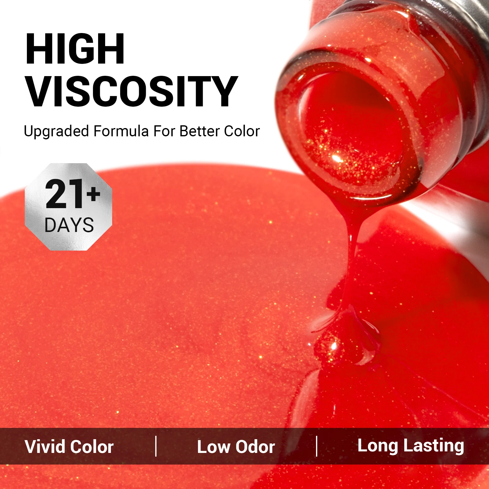 N1680 Neon Blaze Red - TPO-Free Thick Gel Nail Polish(15ml) - Image 3
