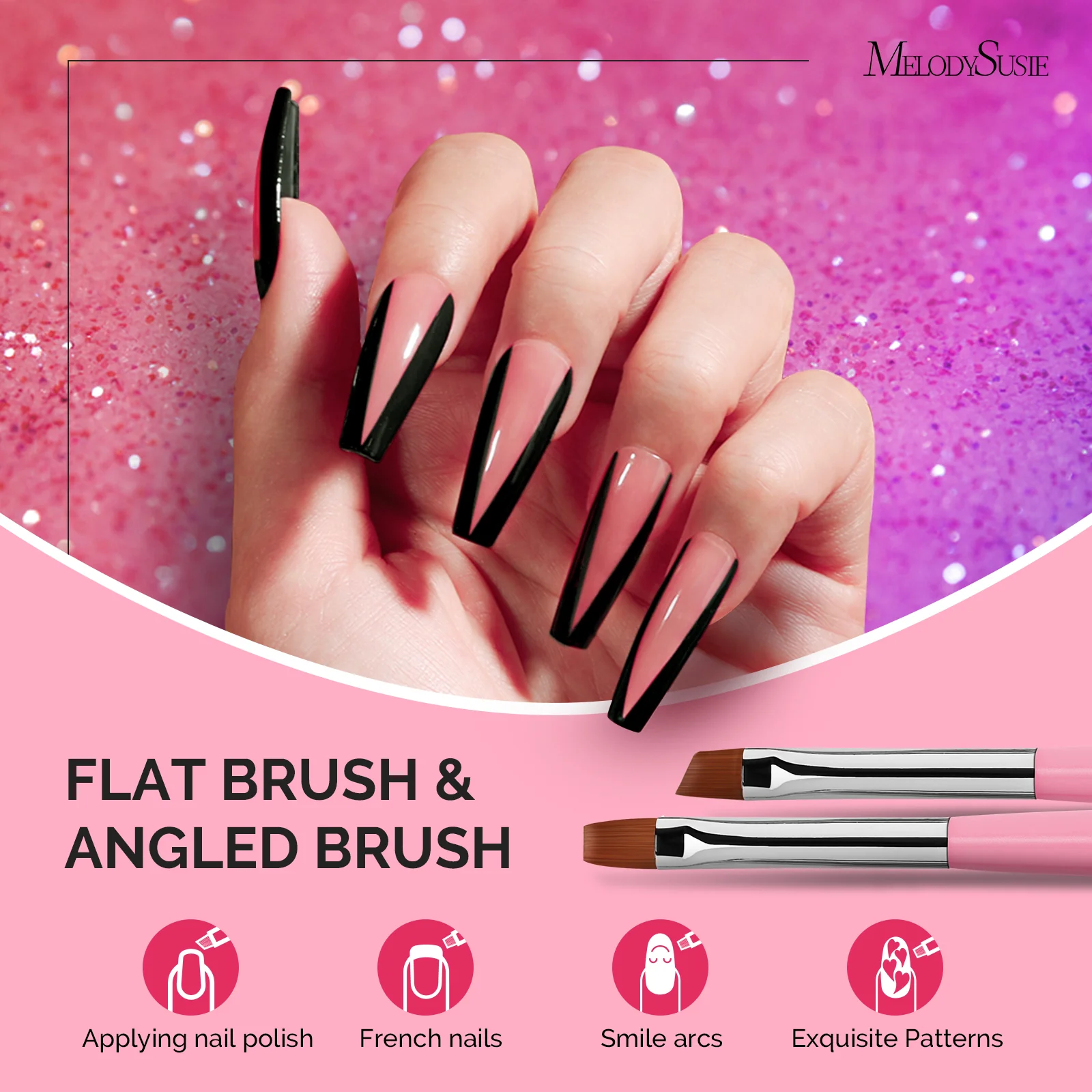 Nail Art Brushes Set 6Pcs - Pink - Image 3
