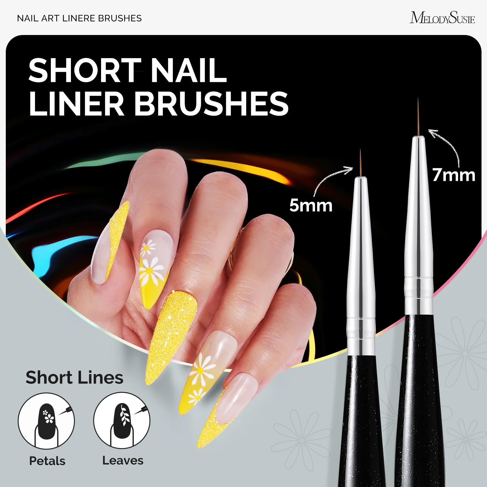 Nail Art Liner Brushes 5Pcs - Black - Image 4