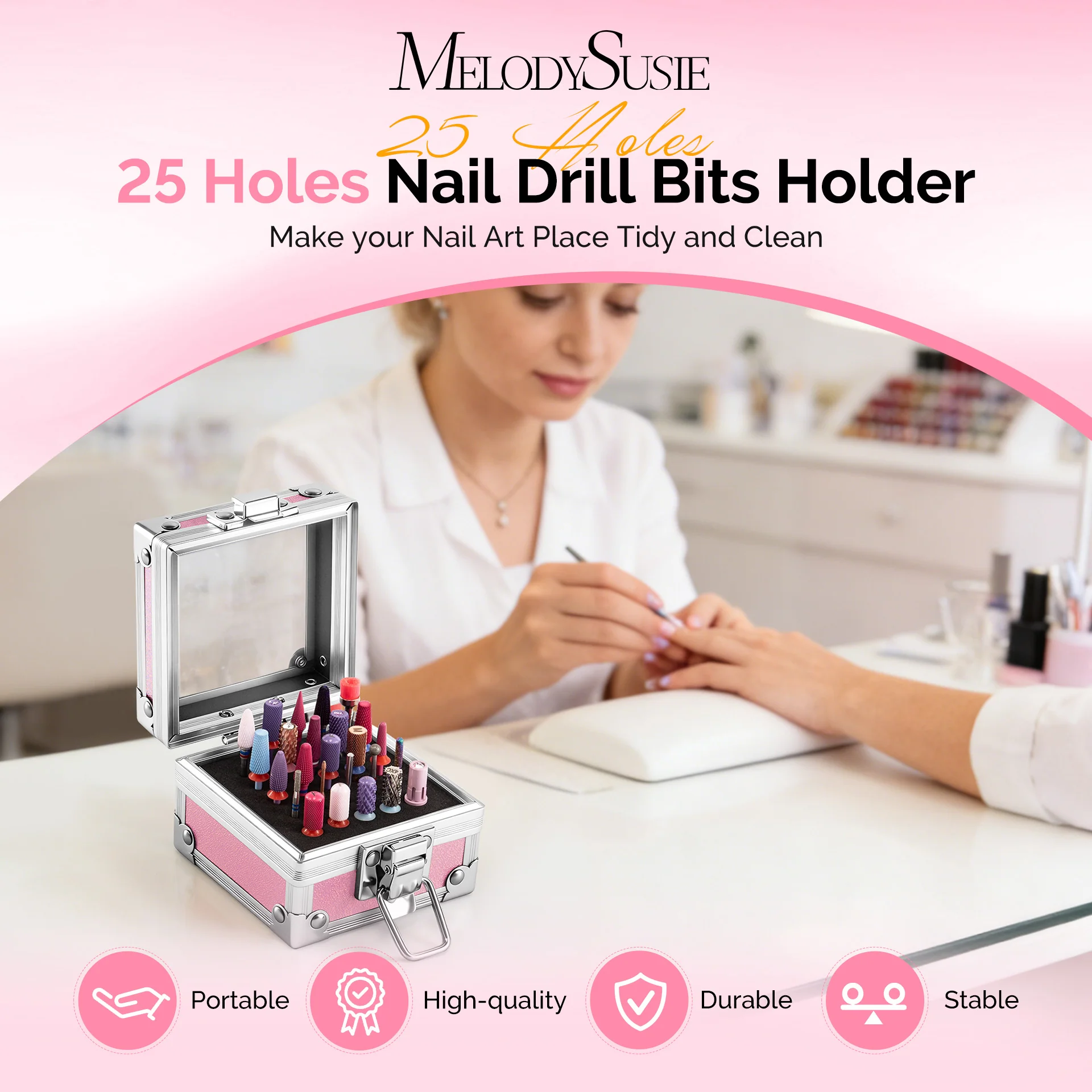 Nail Drill Bits Holder 25 Holes Case (Drill Bits Not Included) - Image 12