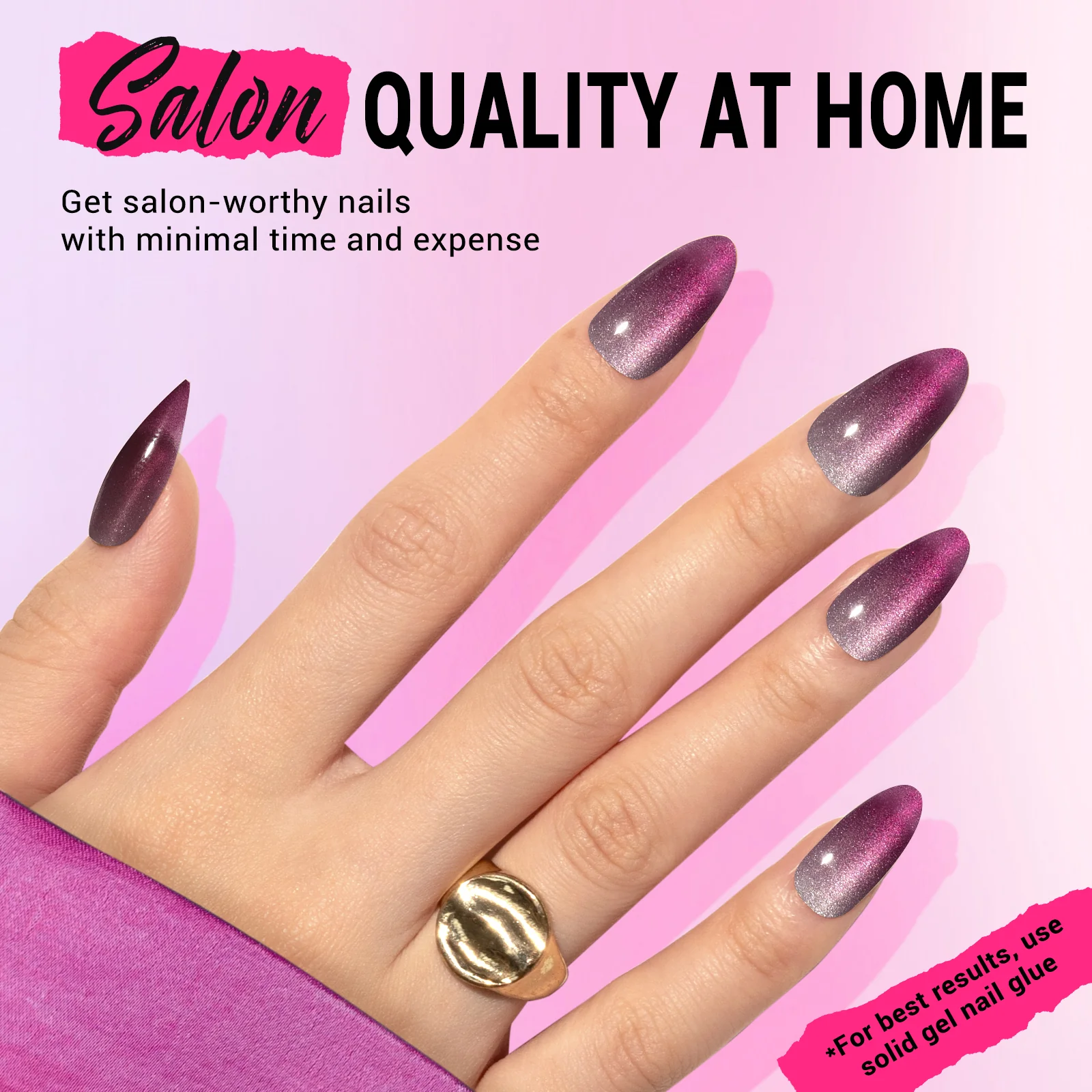 Ombre Grape Cat Eye Press On Nails Kit - US ONLY - Image 4