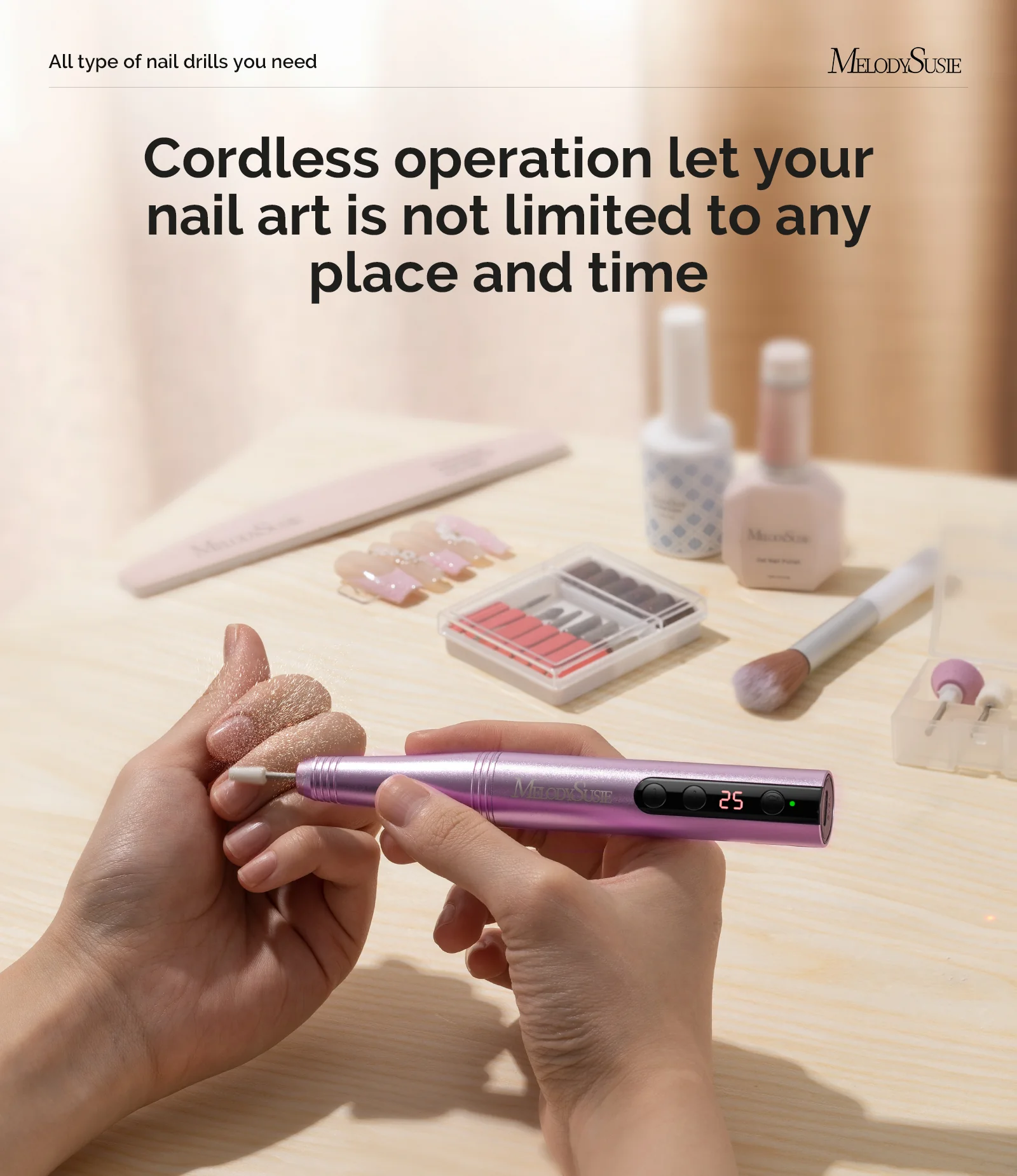 PC180F Portable Rechargeable Nail Drill 25,000RPM - Advanced Kit - Image 6