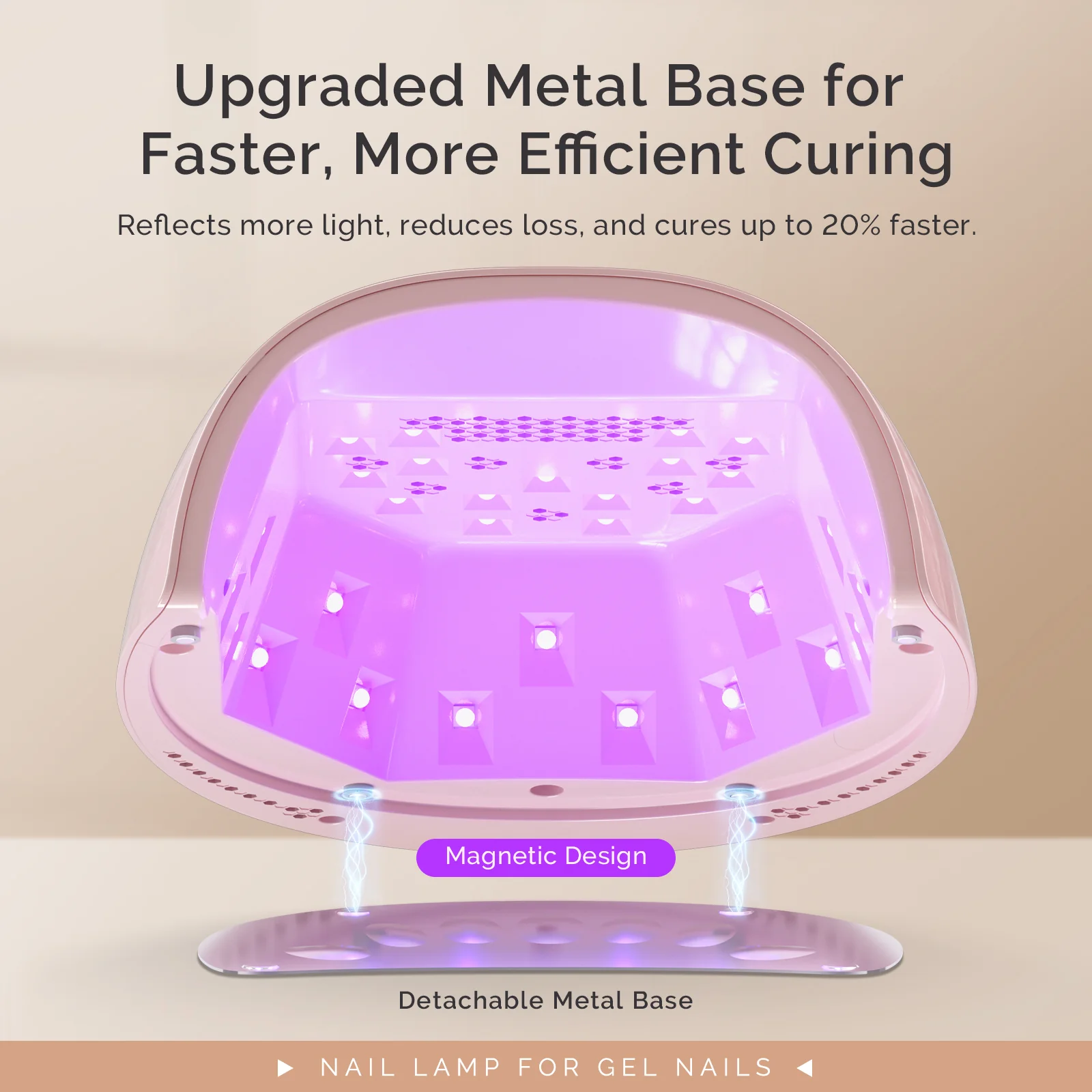 New Upgraded P-PLUS30GT Rechargeable Cordless UV/LED Nail Lamp - Pink - Image 3